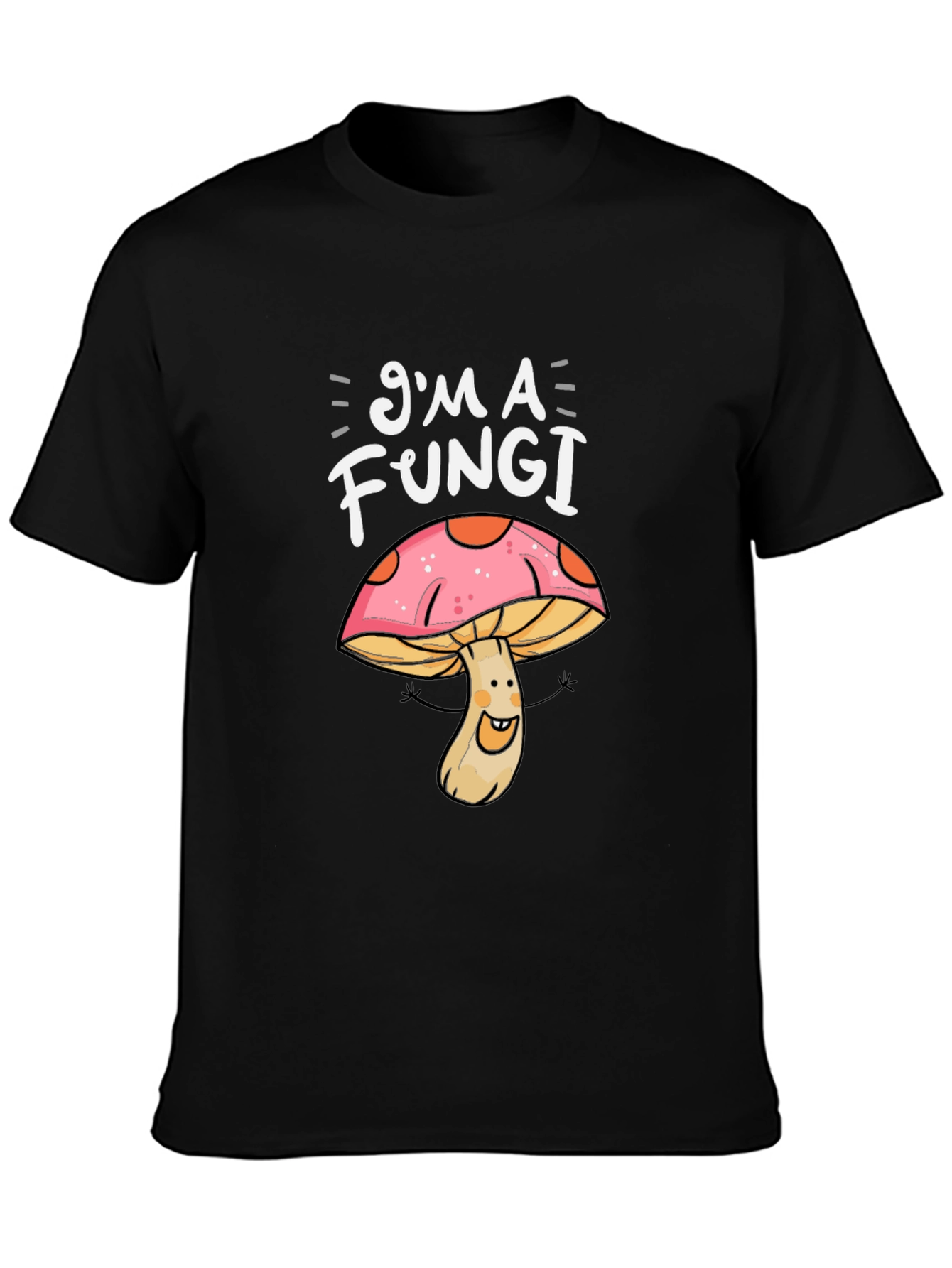 Black I'm A Fungi T-Shirt - Mushroom Pun Tee view 3