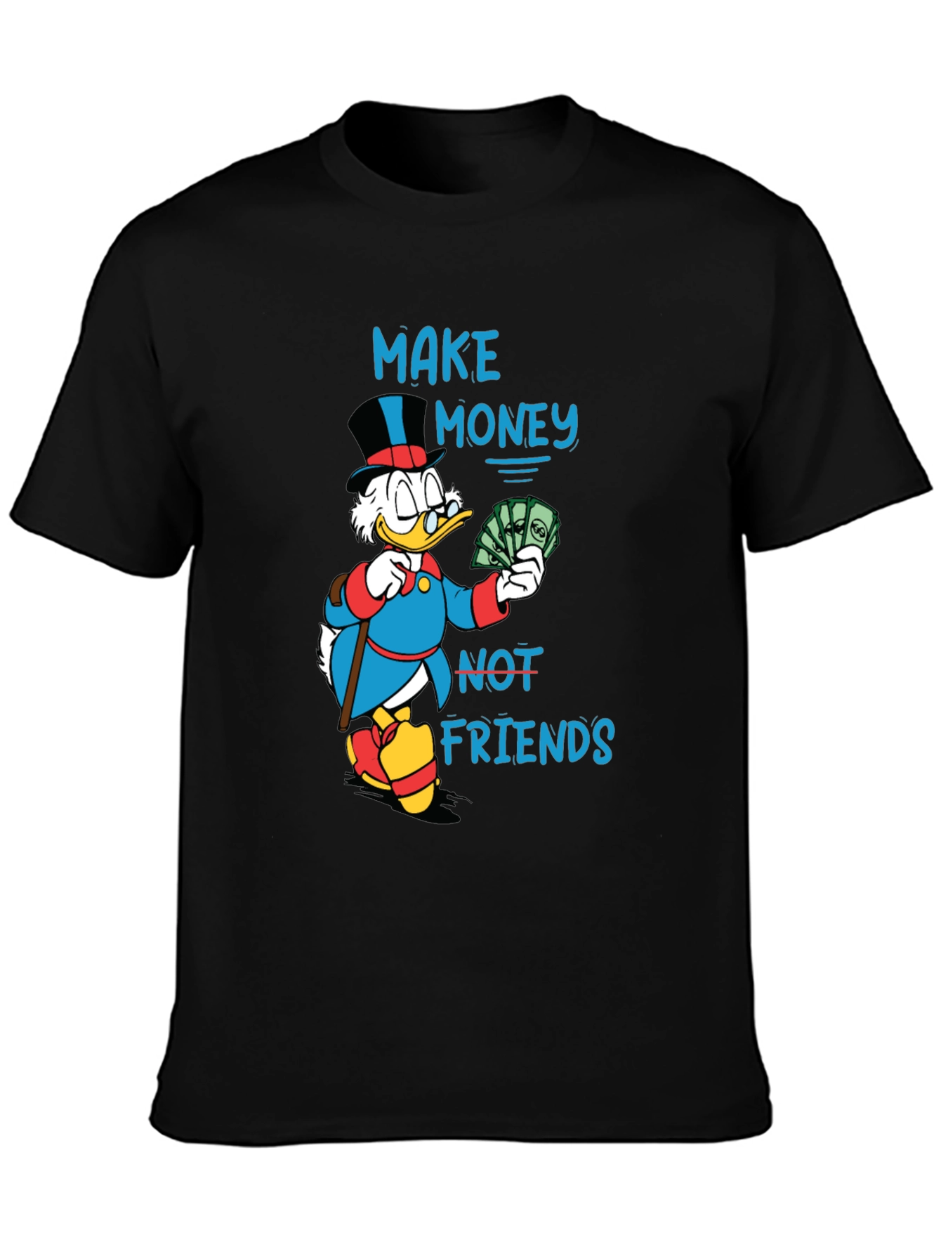 Black Make Money Not Friends Graphic T-Shirt view 3