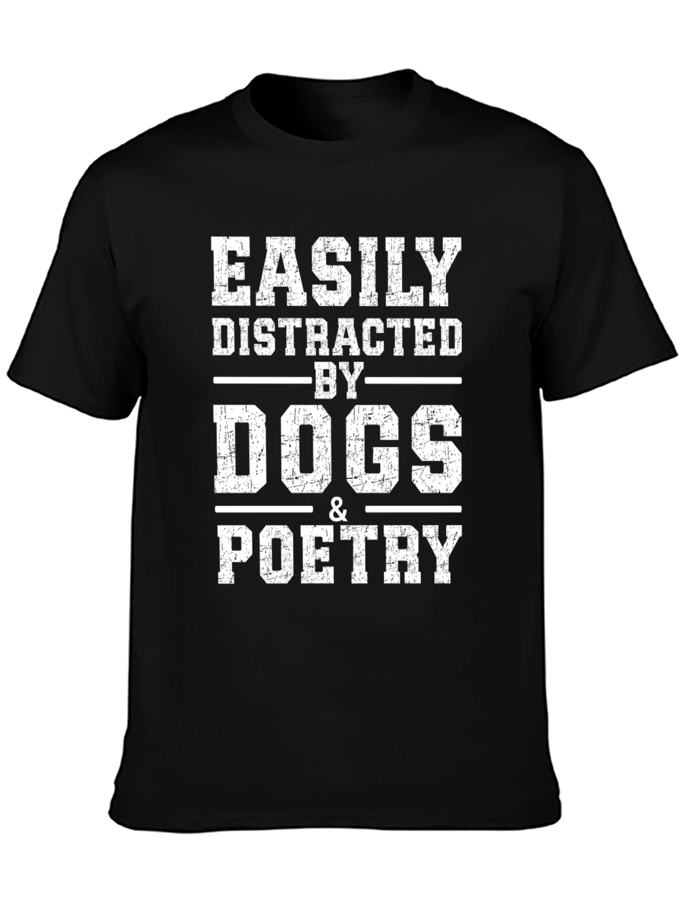 Black Easily Distracted by Dogs & Poetry Graphic Tee view 3