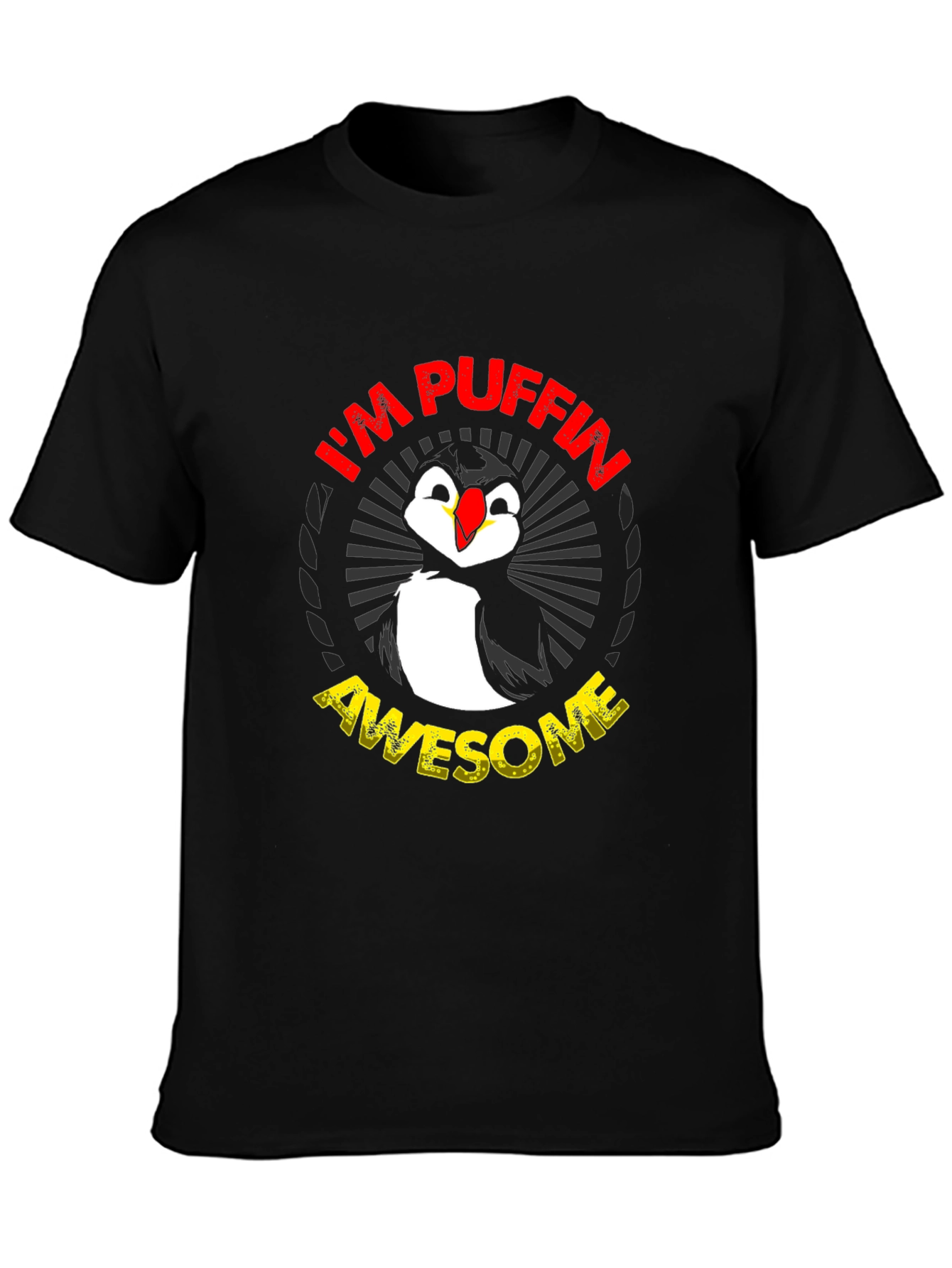 Black I'm Puffin Awesome Graphic T-Shirt view 3