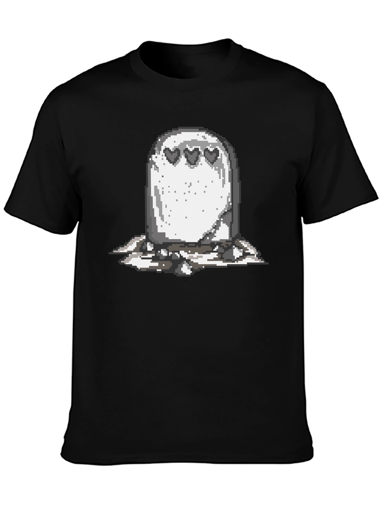 Black Pixel Ghost Heart T-Shirt - Black view 3