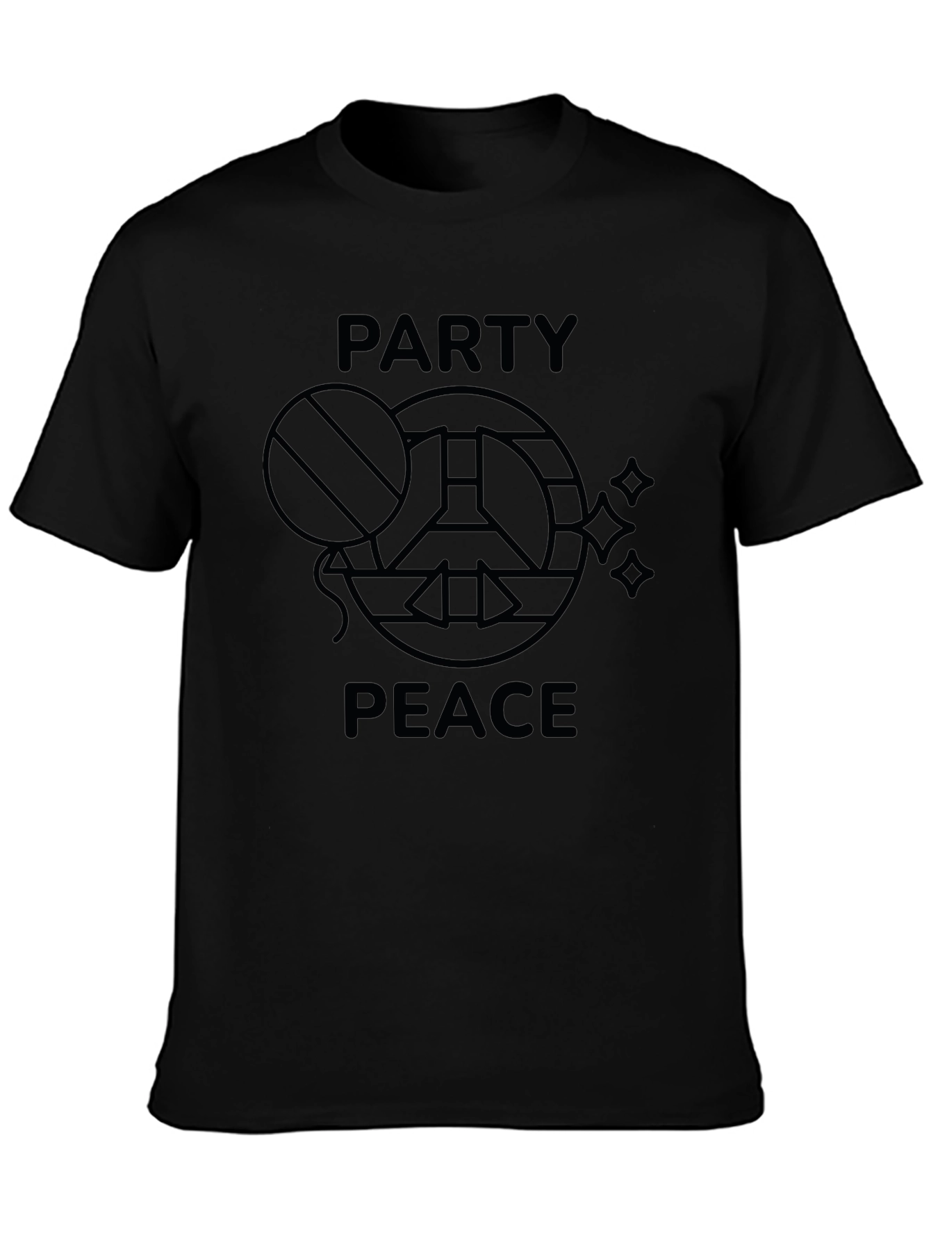Black Party Peace T-Shirt - Black Graphic Tee view 3