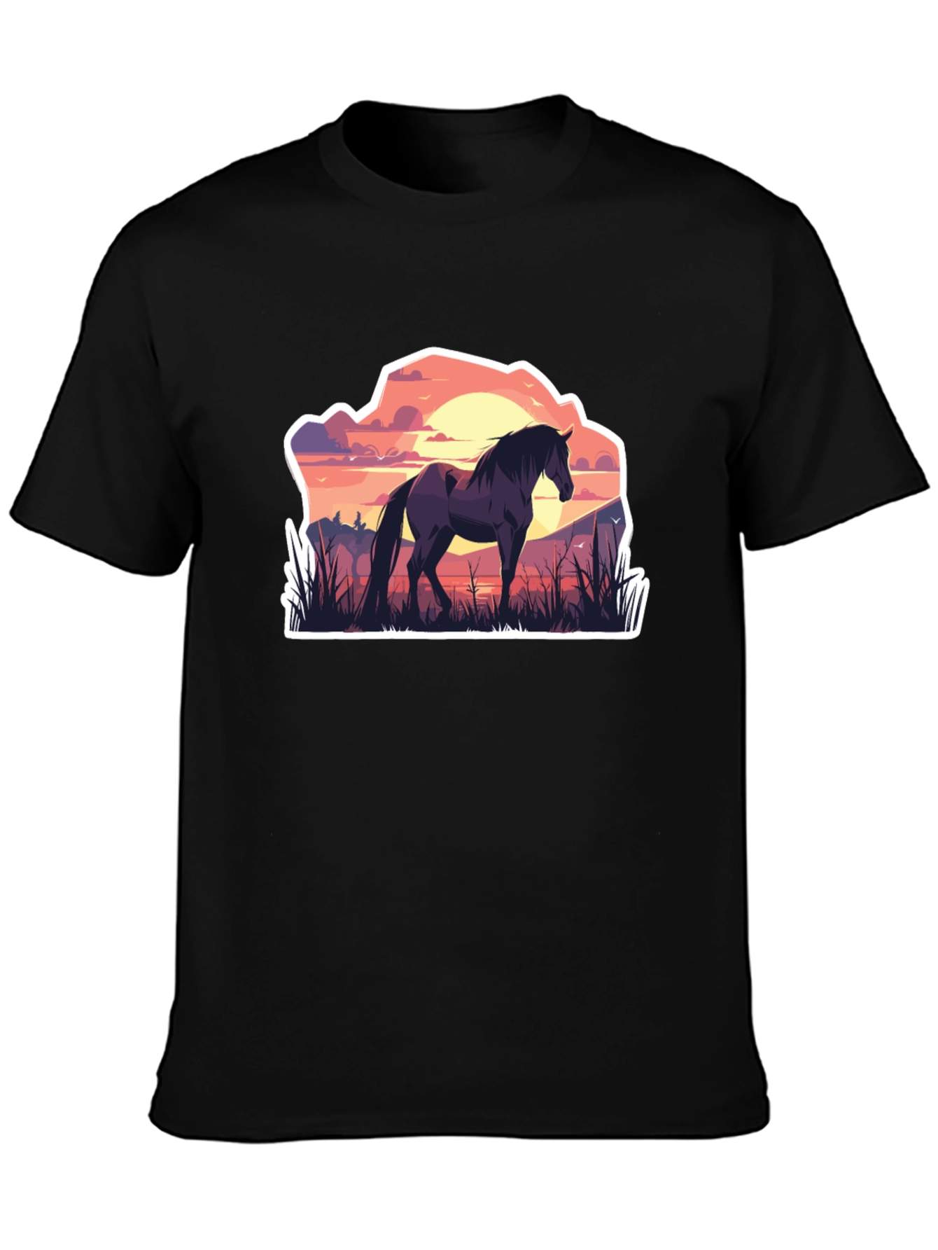 Black Horse Silhouette Graphic Tee - Nature Inspired T-Shirt view 3