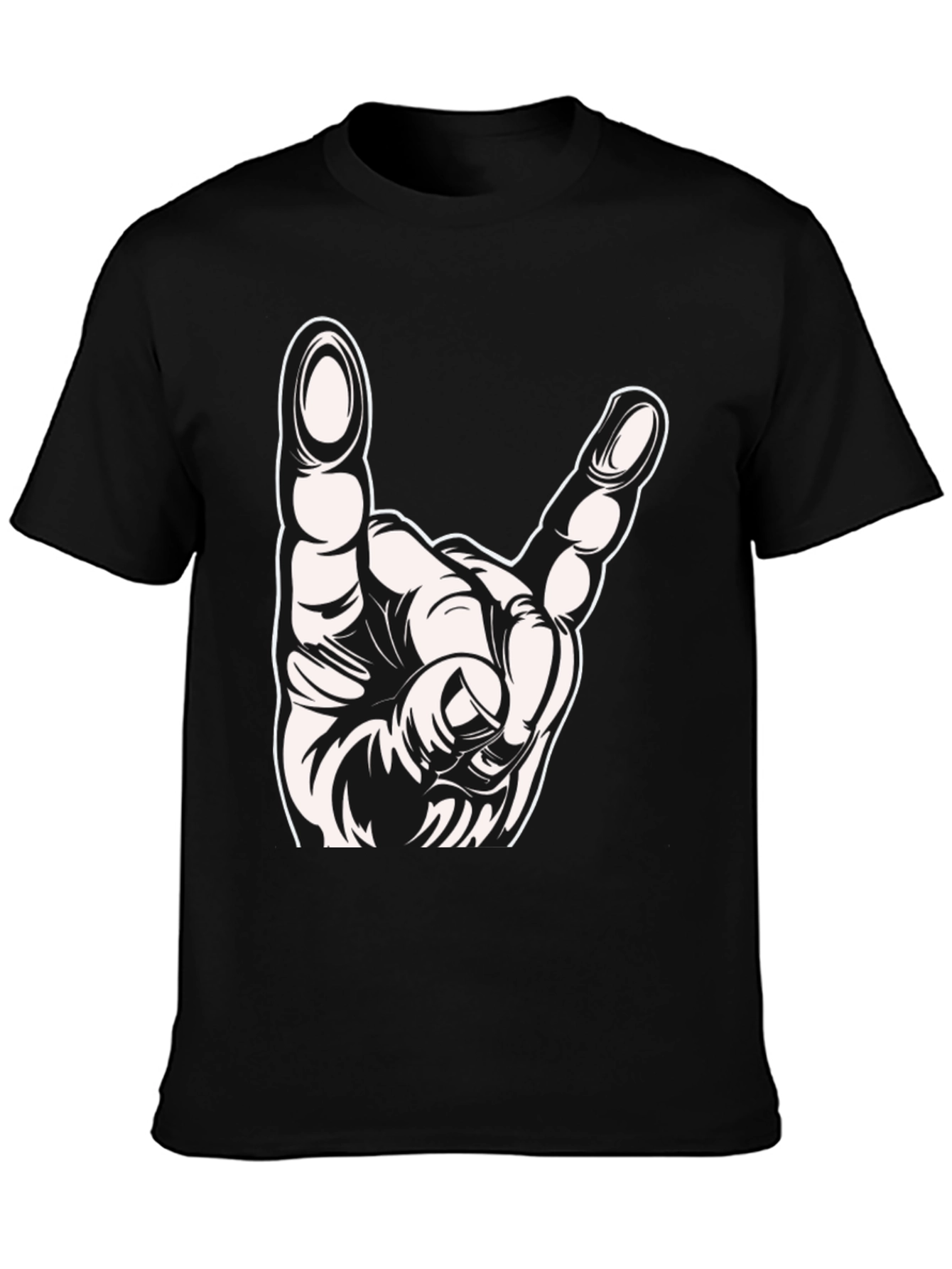 Black Rock On Hand Gesture Graphic T-Shirt view 3