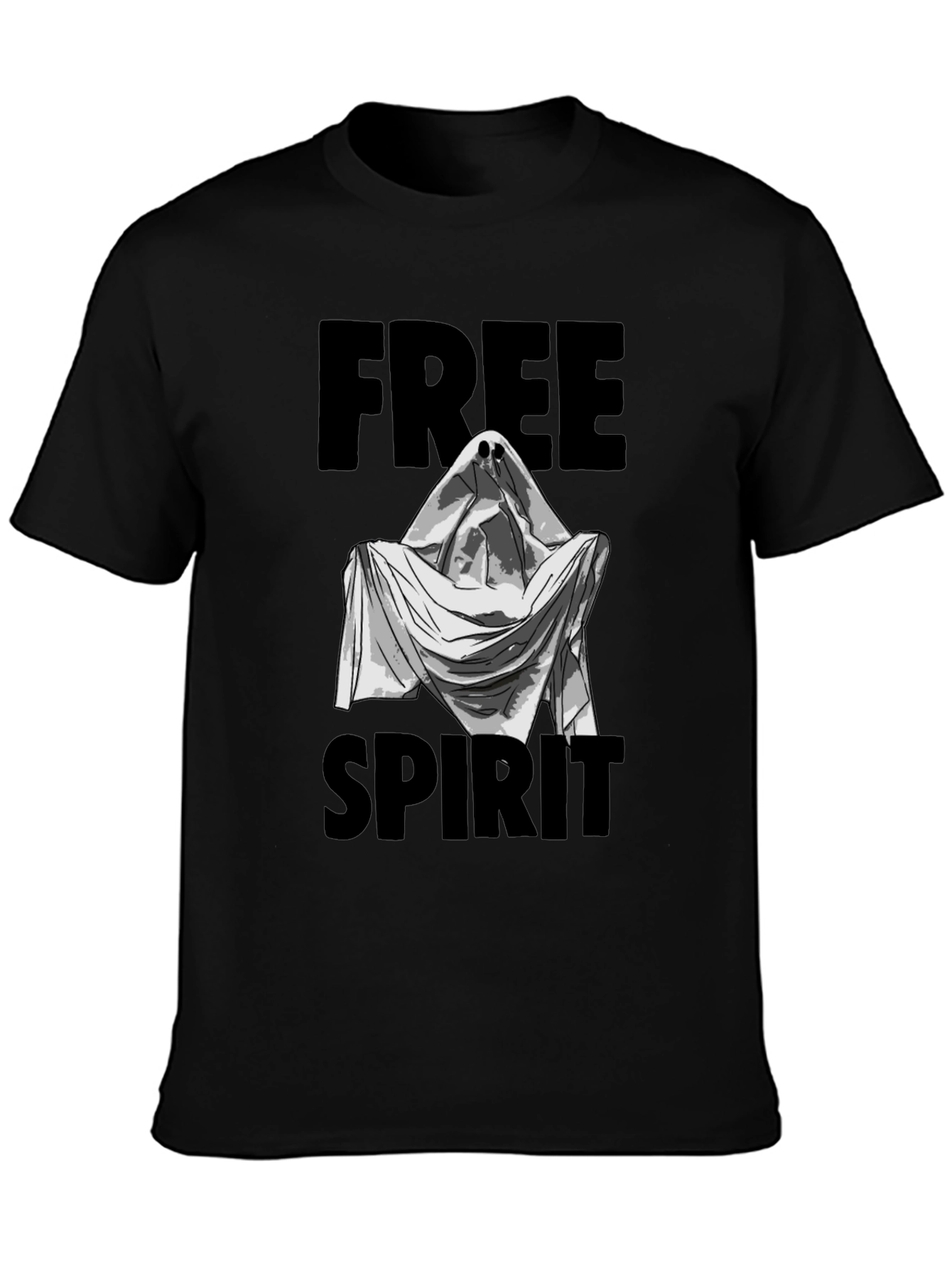 Black Free Spirit Ghost Graphic T-Shirt - Black view 3