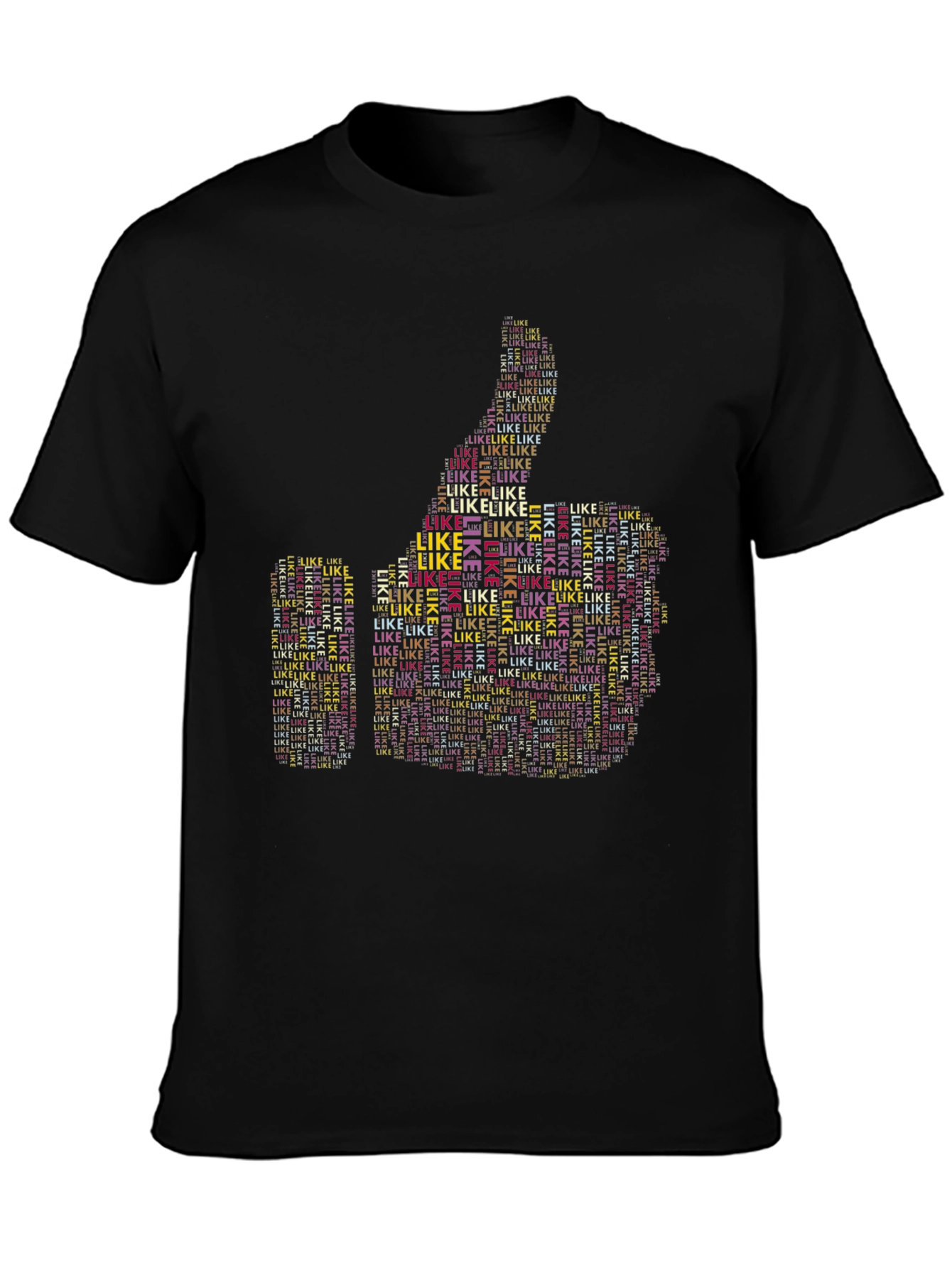 Black Thumbs Up Word Art T-Shirt view 3
