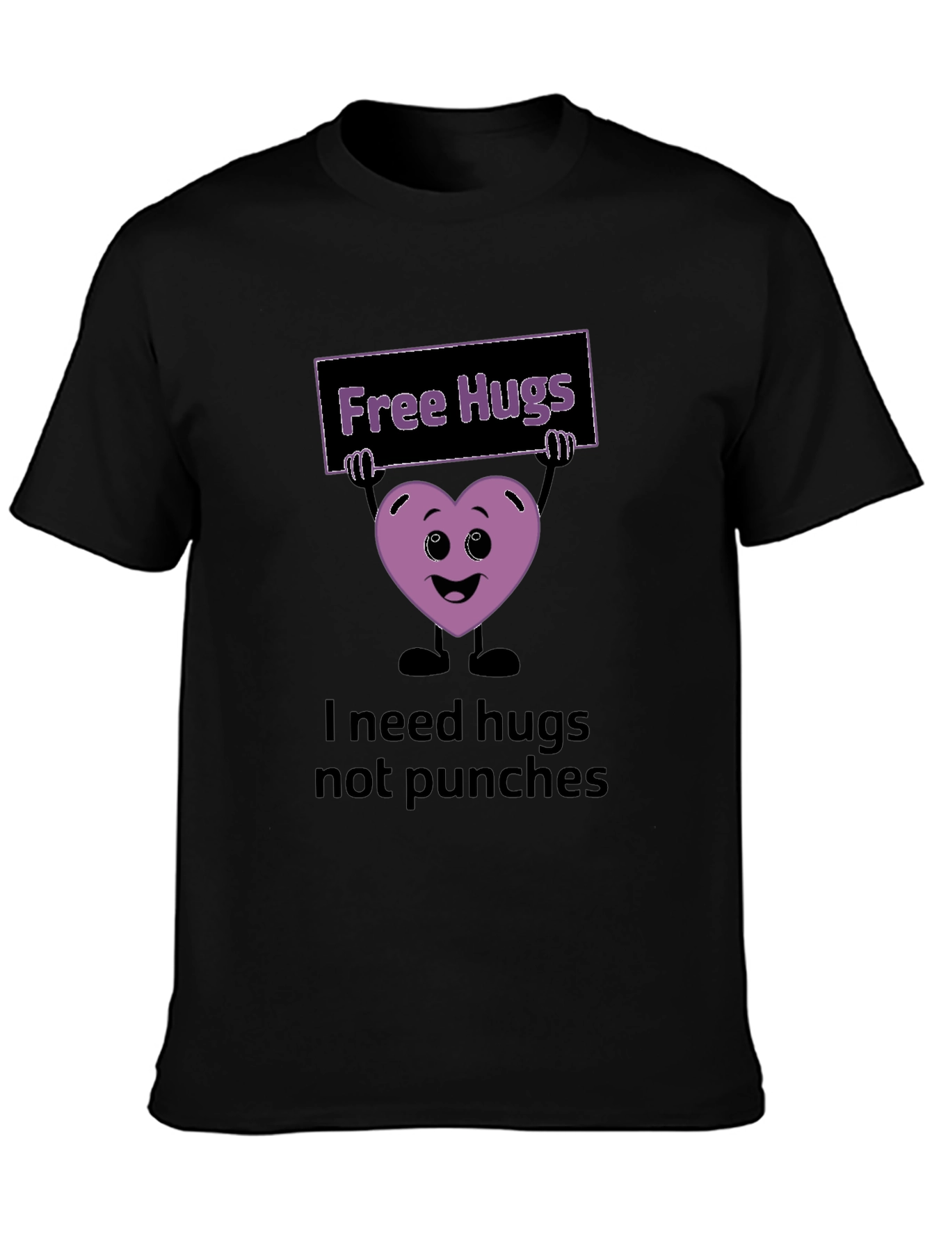 Black Free Hugs Graphic T-Shirt view 3