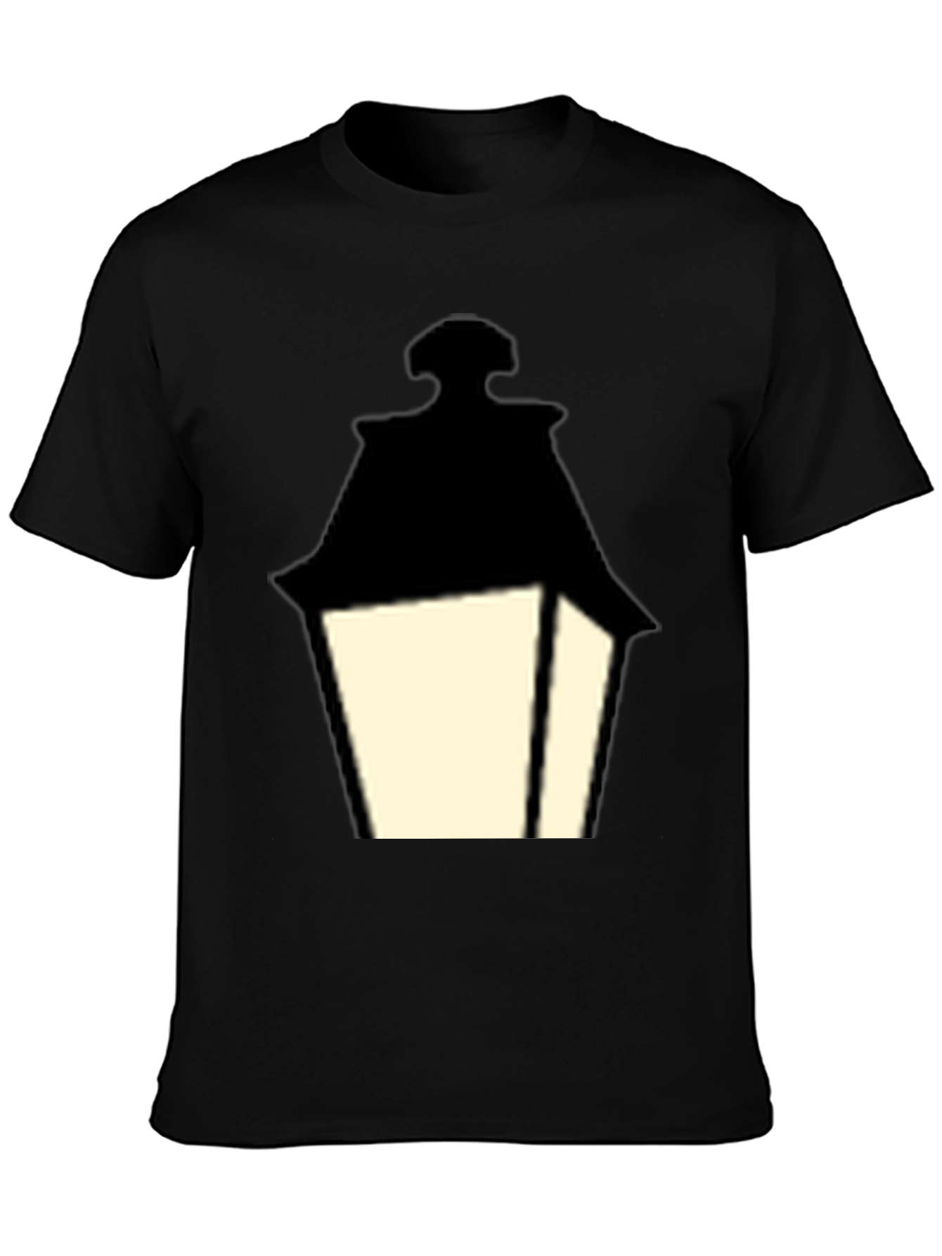 Black Vintage Lantern Graphic Black T-Shirt view 3