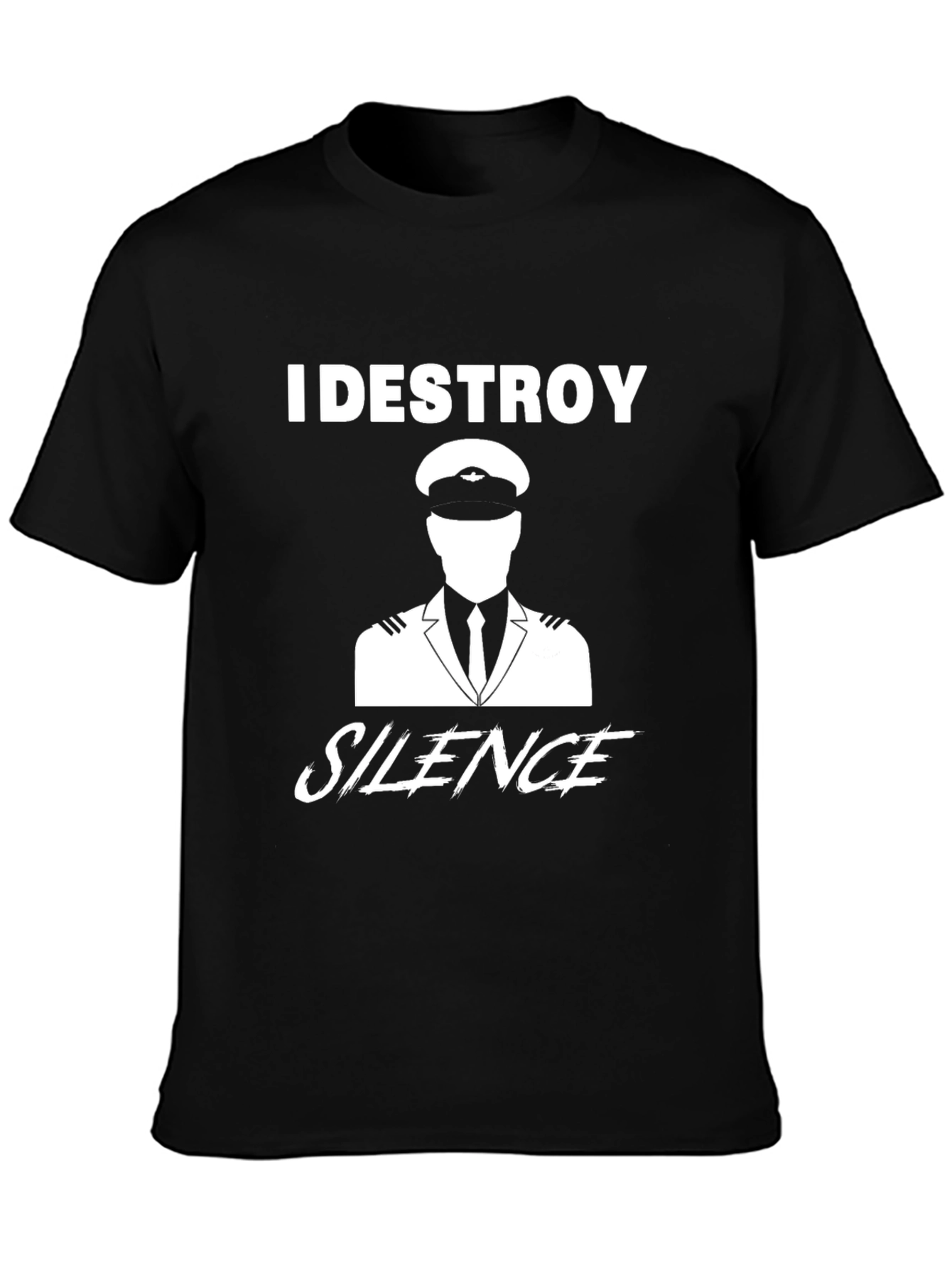 Black I DESTROY SILENCE Pilot Graphic Tee view 3