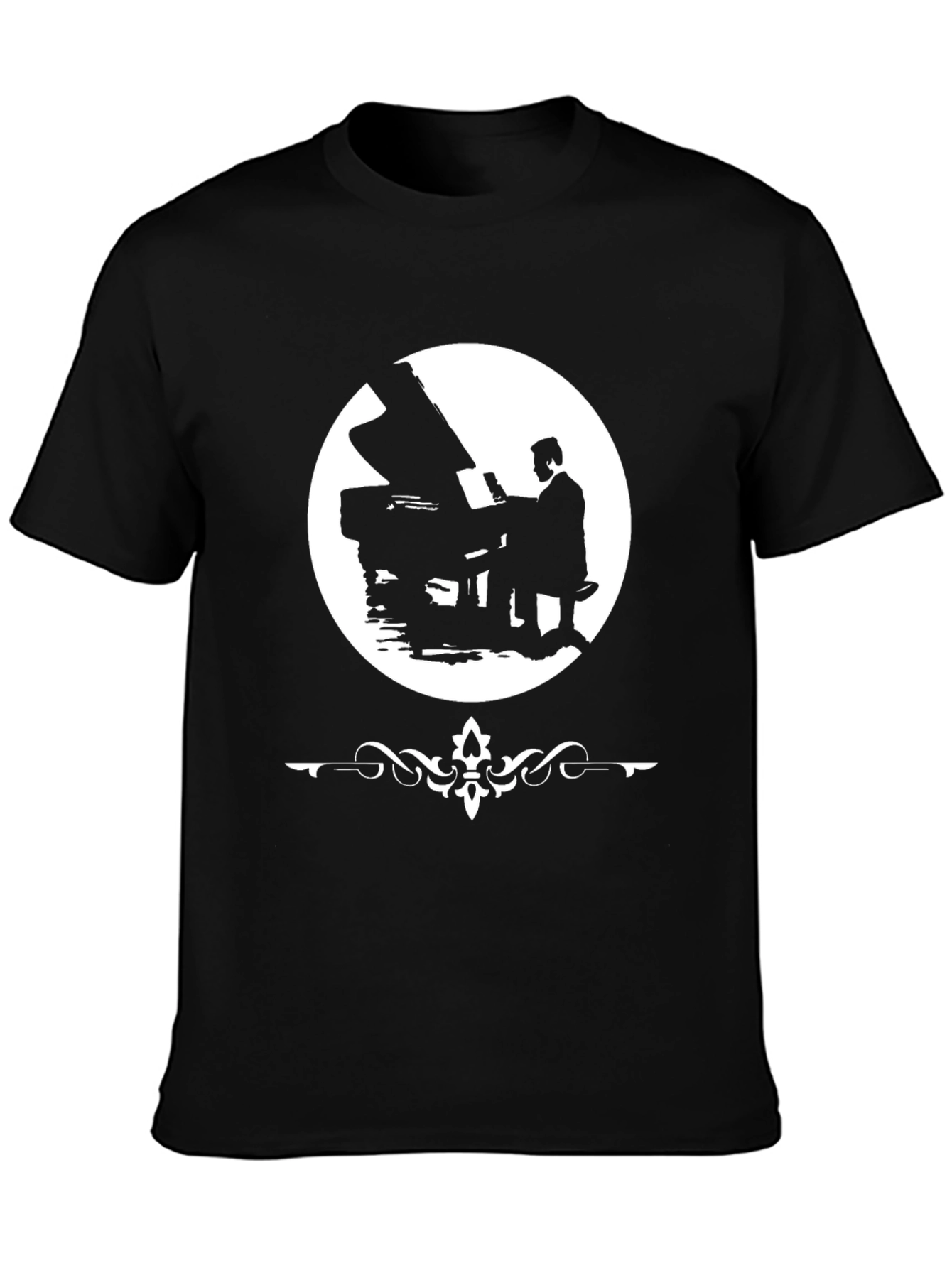 Black Piano Player Graphic Tee - Stylish Music Lover T-Shirt view 3