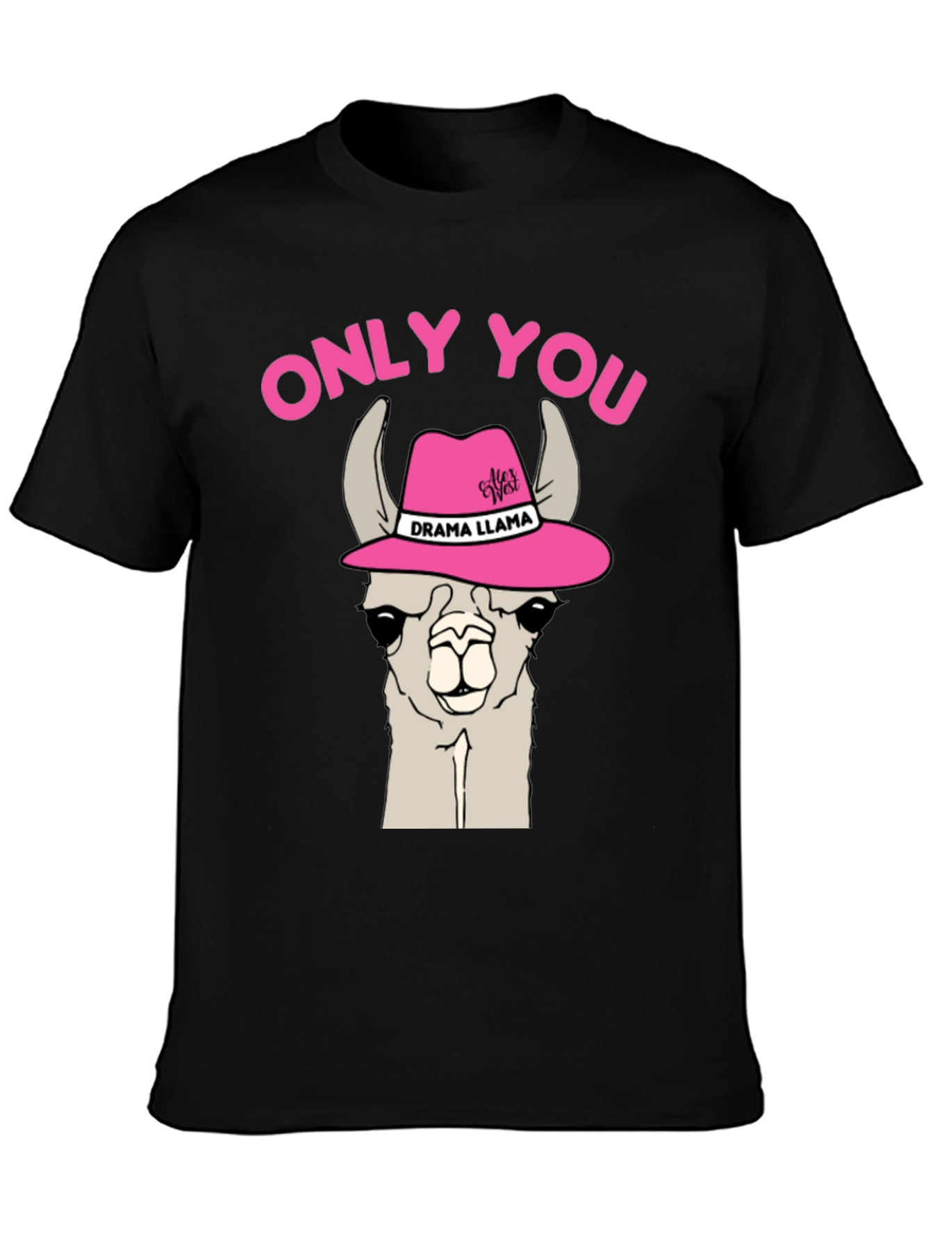 Black Drama Llama Graphic T-Shirt - Only You Novelty Tee view 3
