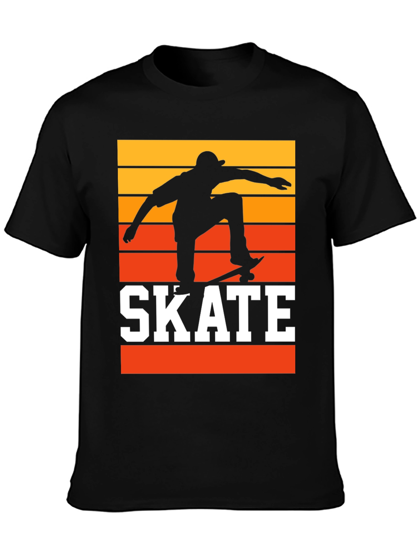 Black Retro Skateboarding T-Shirt - Sunset Skater Tee view 3