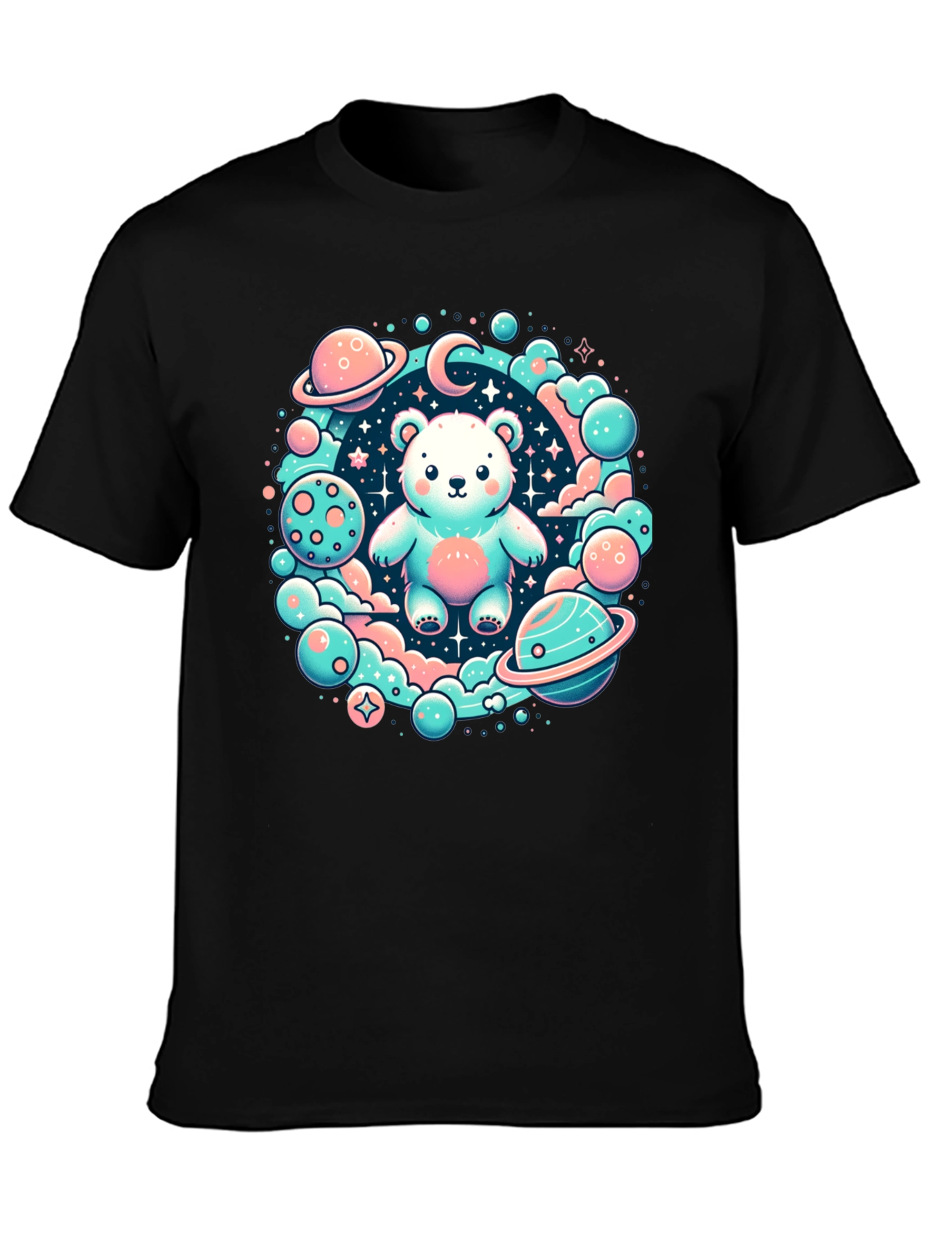 Black Cosmic Bear Graphic Tee view 3