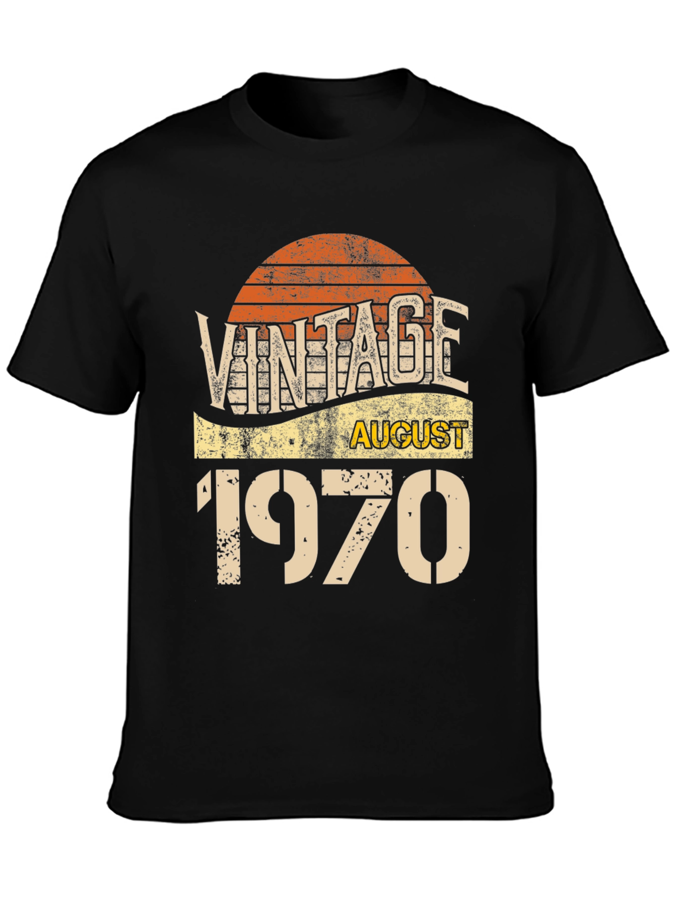 Black Vintage August 1970 Birthday T-Shirt view 3