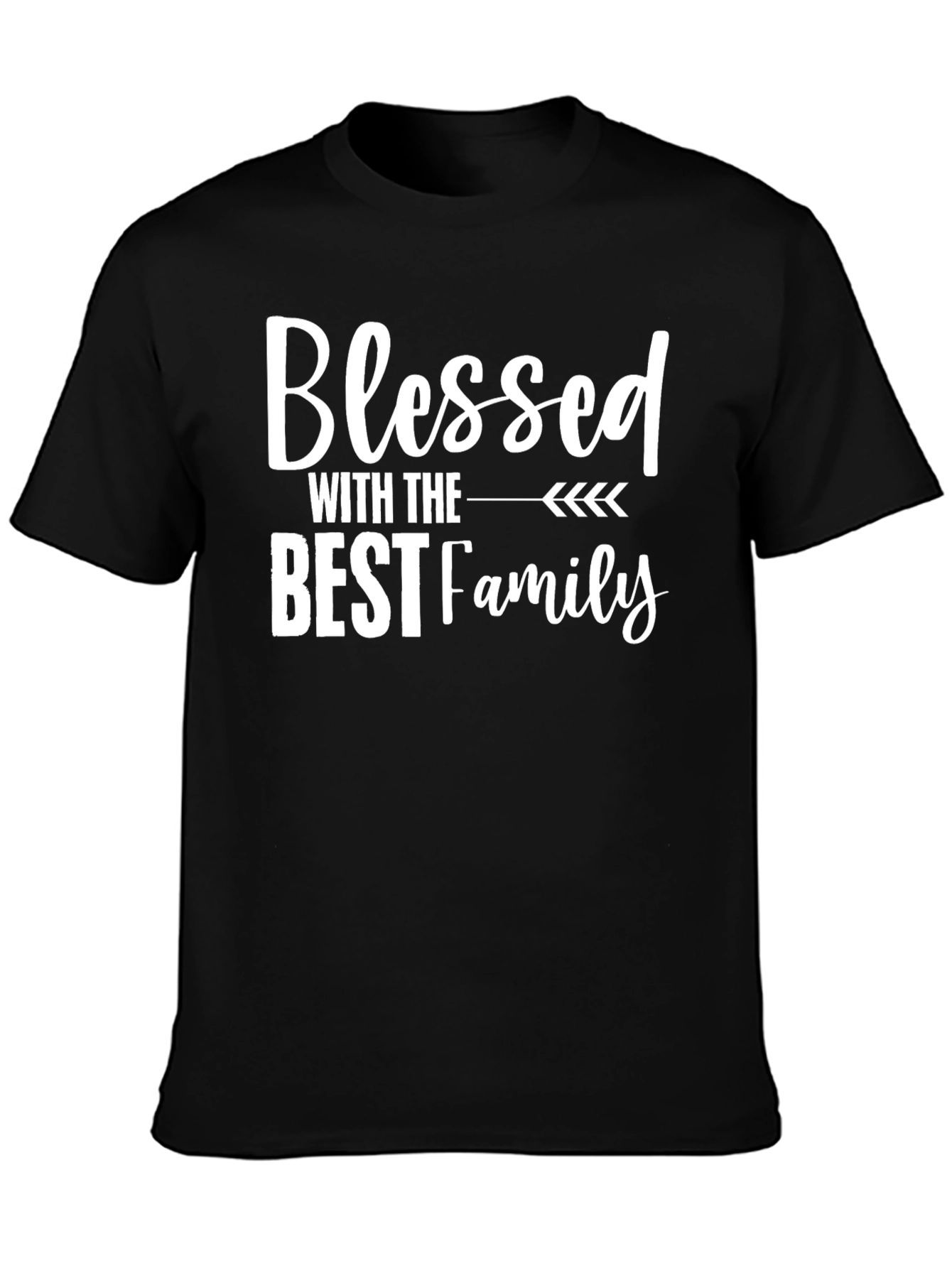 Black Blessed Family Graphic Tee - Soft Cotton Blend Shirt view 3