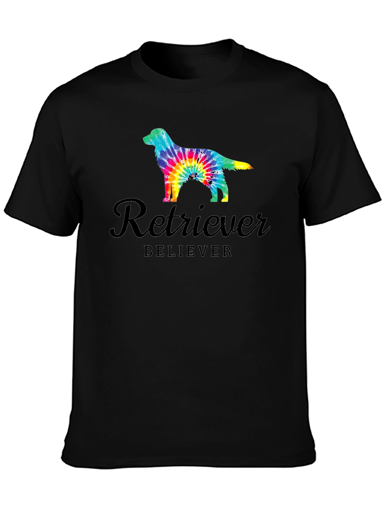Black Retriever Believer Tie Dye Dog T-Shirt view 3