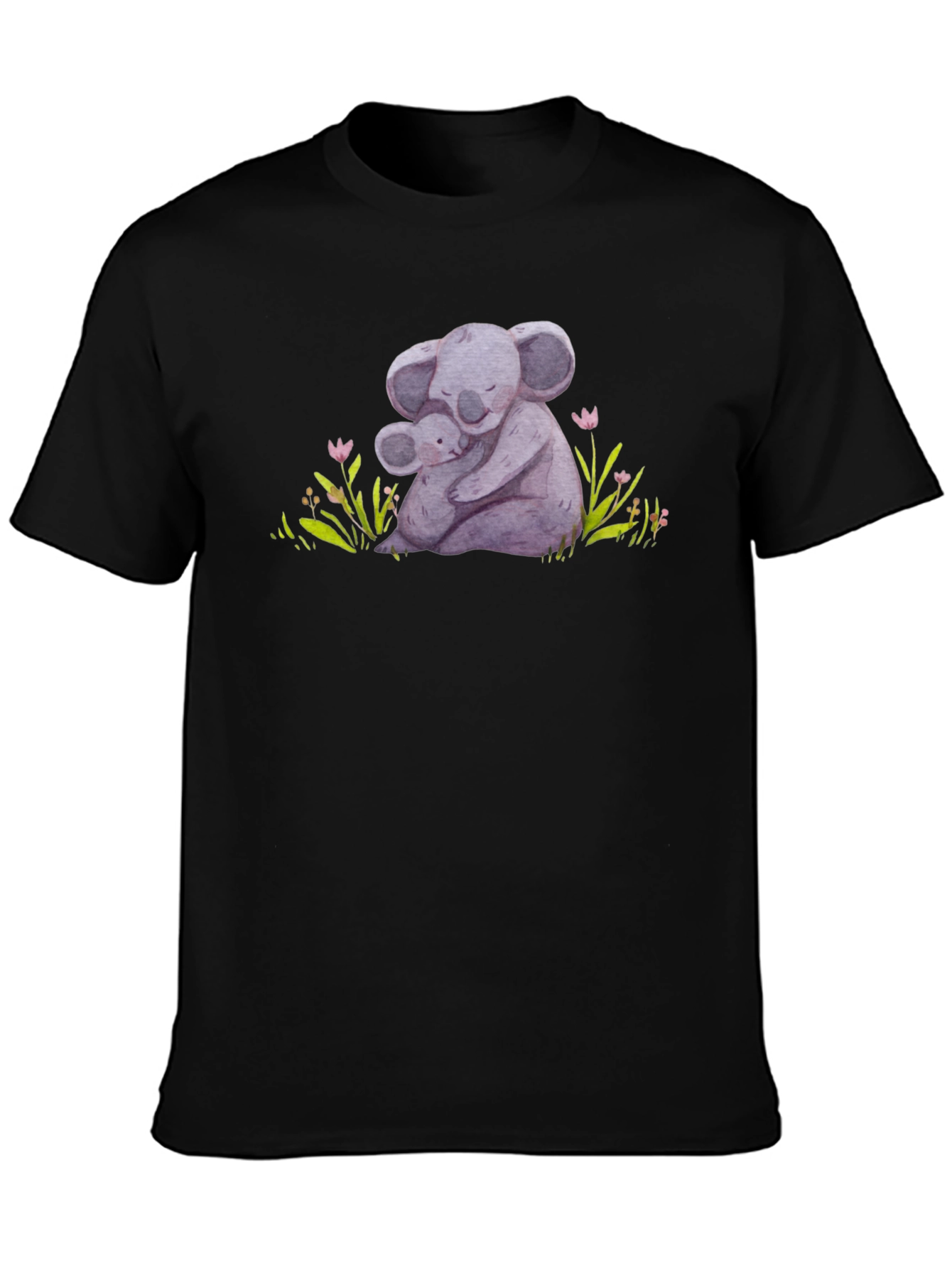 Black Koala Hug Graphic Tee - Soft Comfort view 3