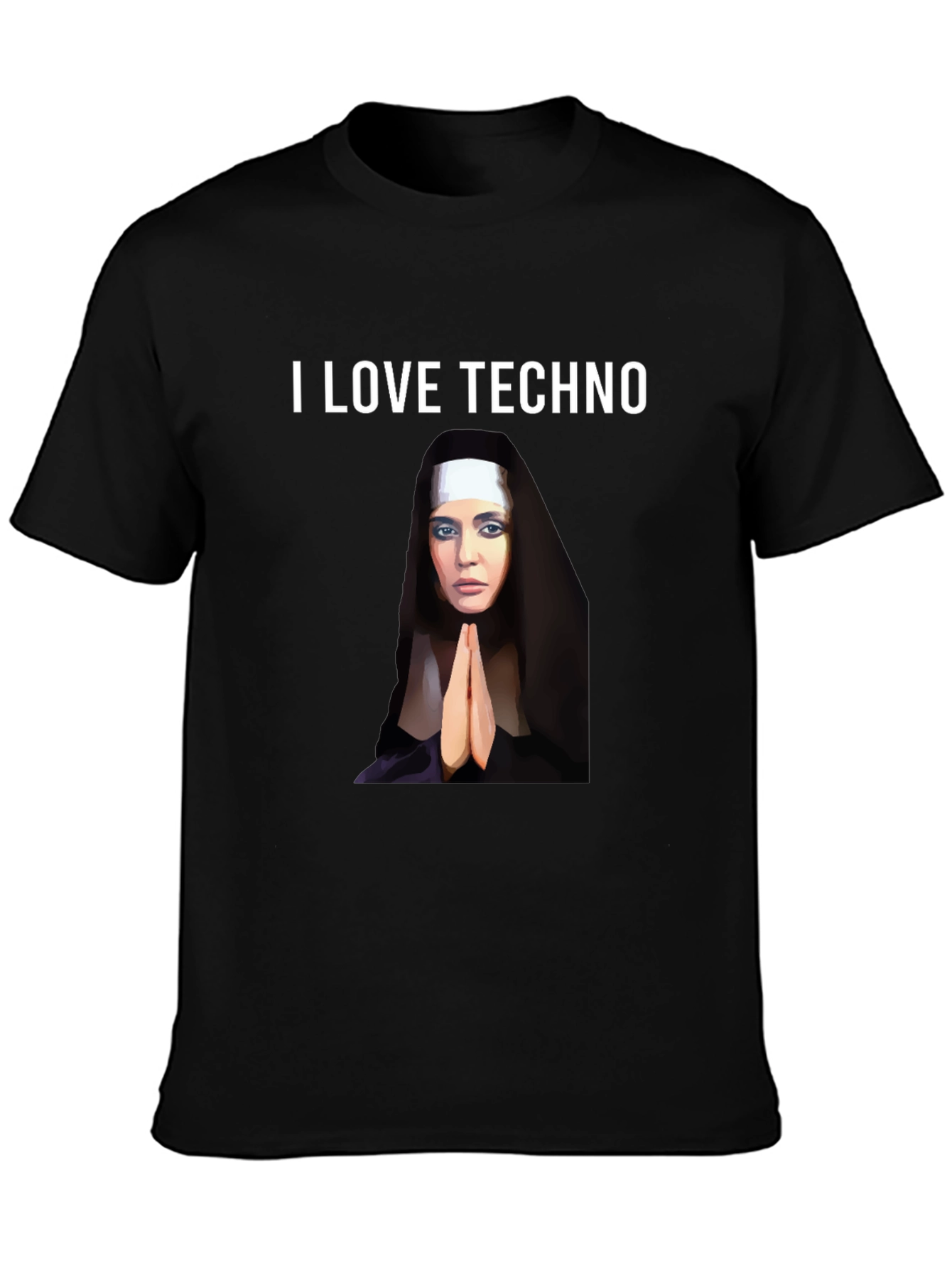 Black I Love Techno Graphic T-Shirt view 3
