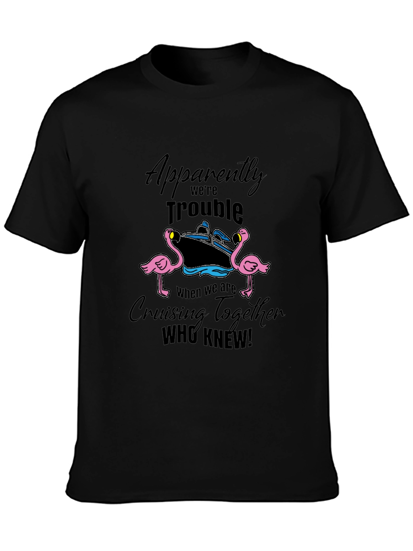 Black Cruise Trouble Flamingo Graphic Tee view 3