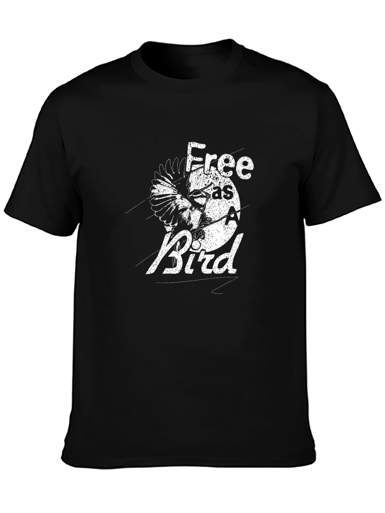 Black Free as a Bird Graphic Tee - Black Cotton Comfort view 3