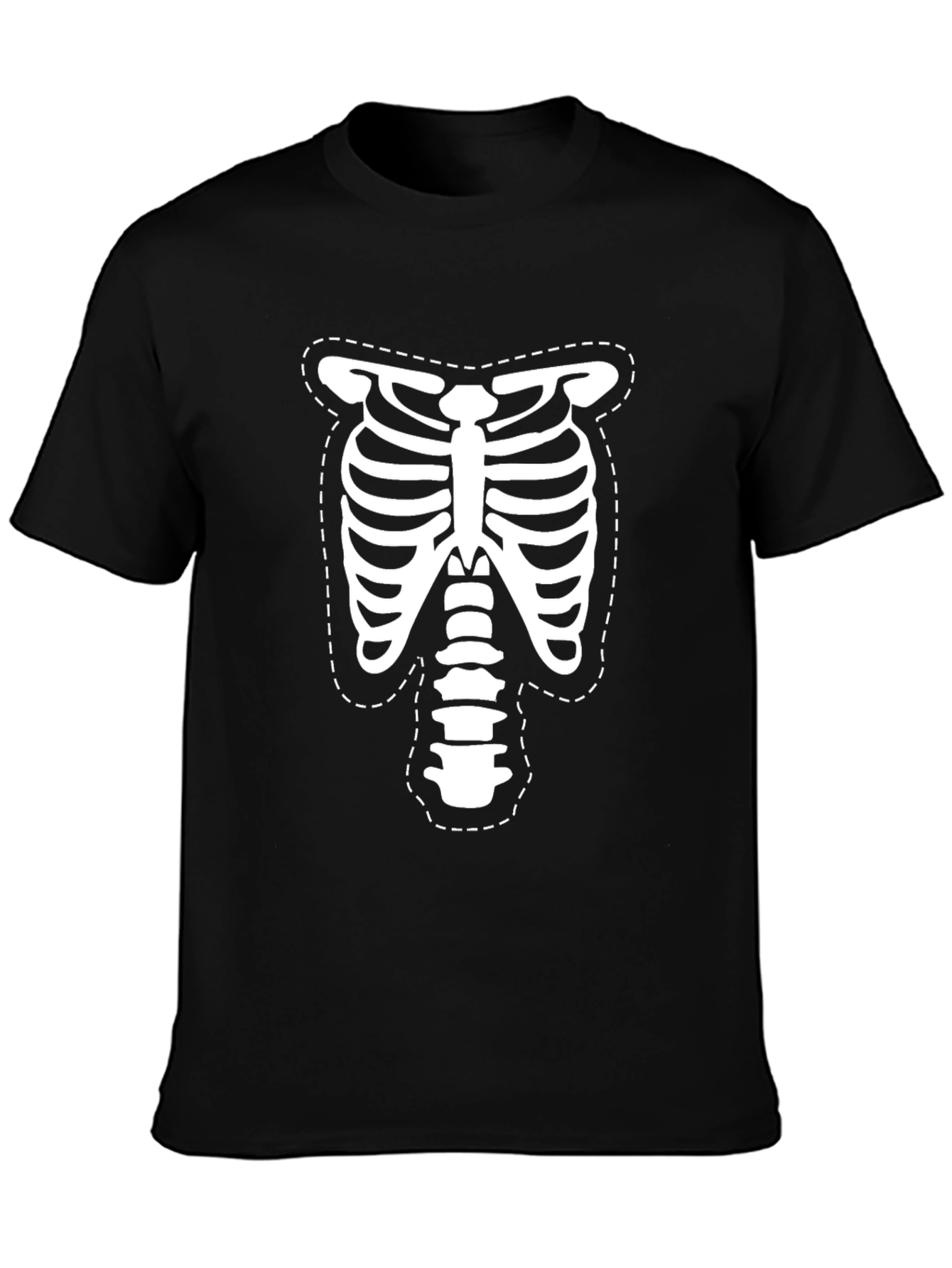 Black Skeleton Ribcage T-Shirt - Halloween Costume Tee view 3