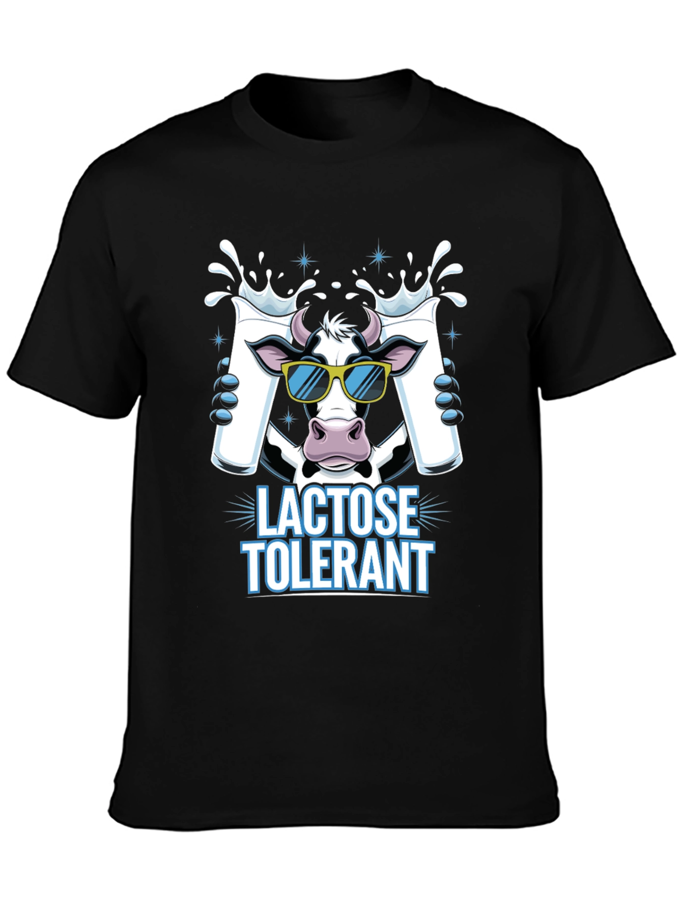 Black Lactose Tolerant Cow T-Shirt, Milk Lover Tee view 3