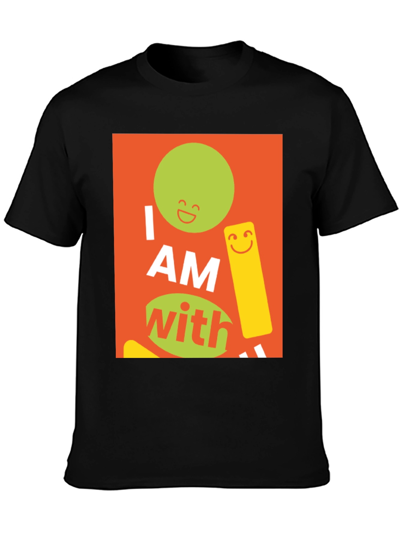 Black I AM With Smiley Graphic Tee view 3
