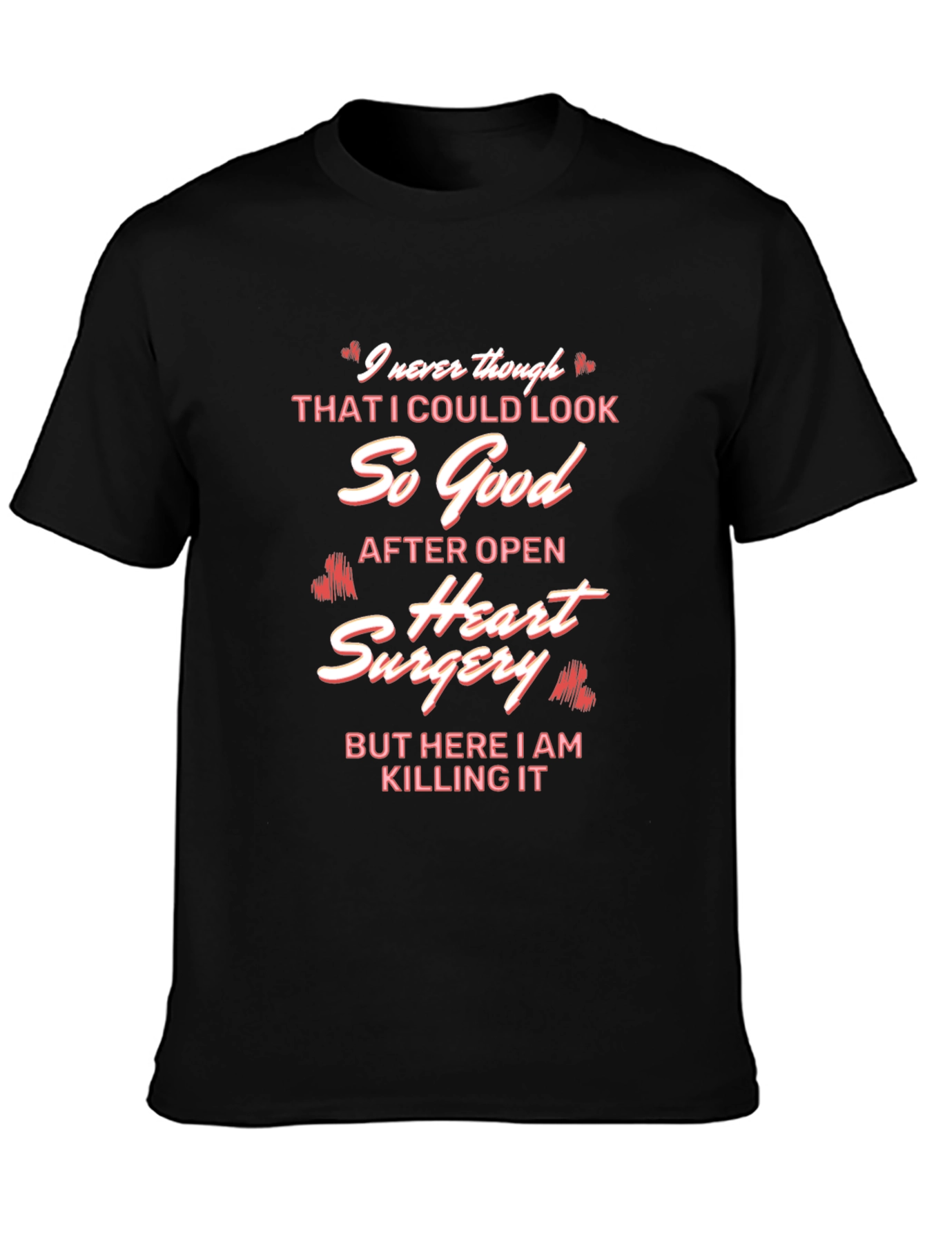 Black Open Heart Surgery Recovery T-Shirt view 3