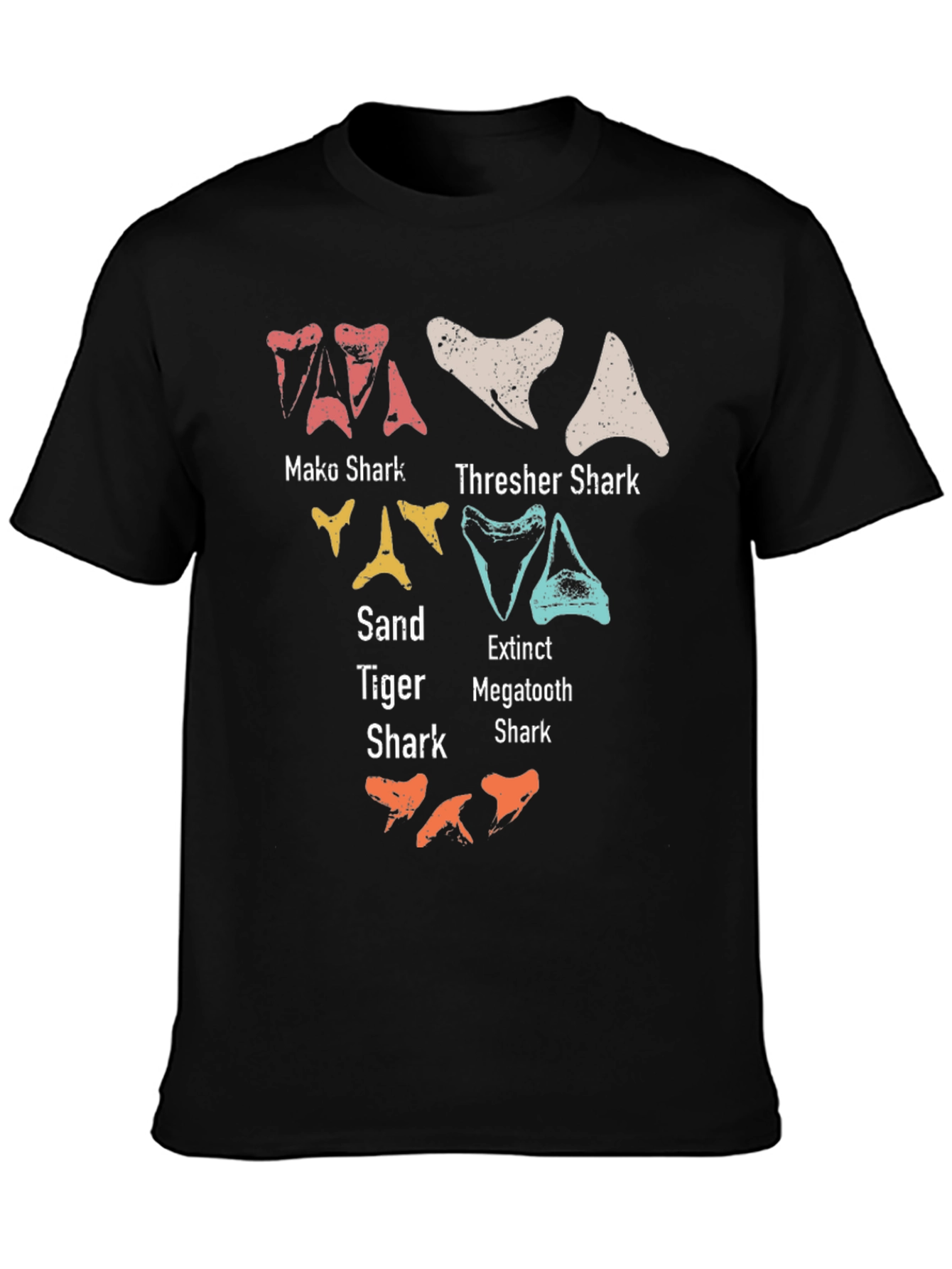 Black Shark Teeth Types T-Shirt - Marine Biology Tee view 3