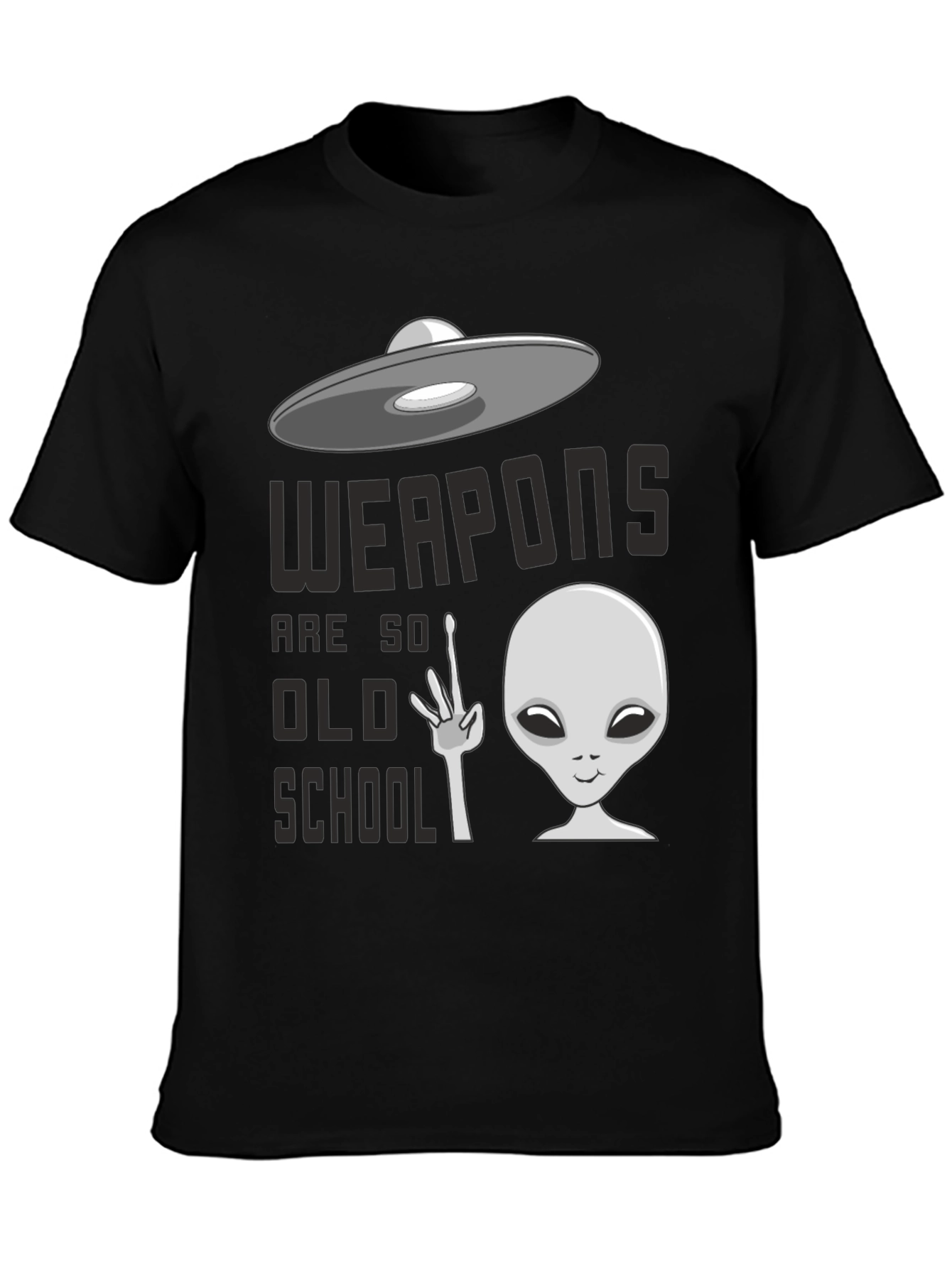 Black Weapons are so Old School UFO Alien Graphic Tee view 3