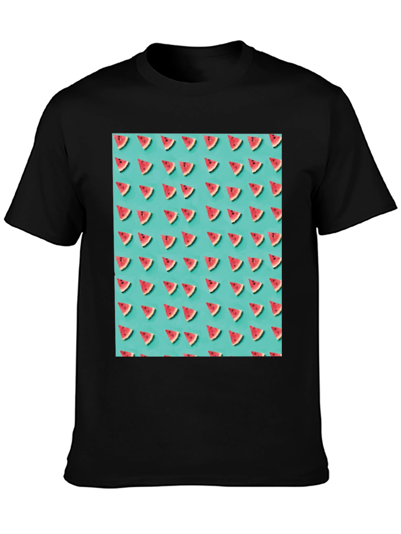Black Trendy Watermelon Pattern T-Shirt view 3