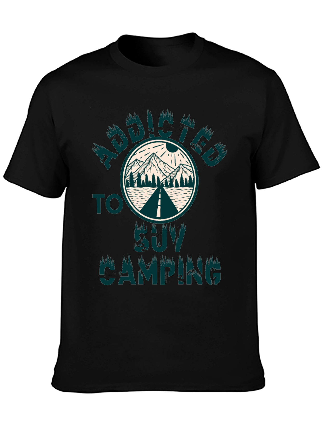 Black Addicted to SUV Camping T-Shirt view 3