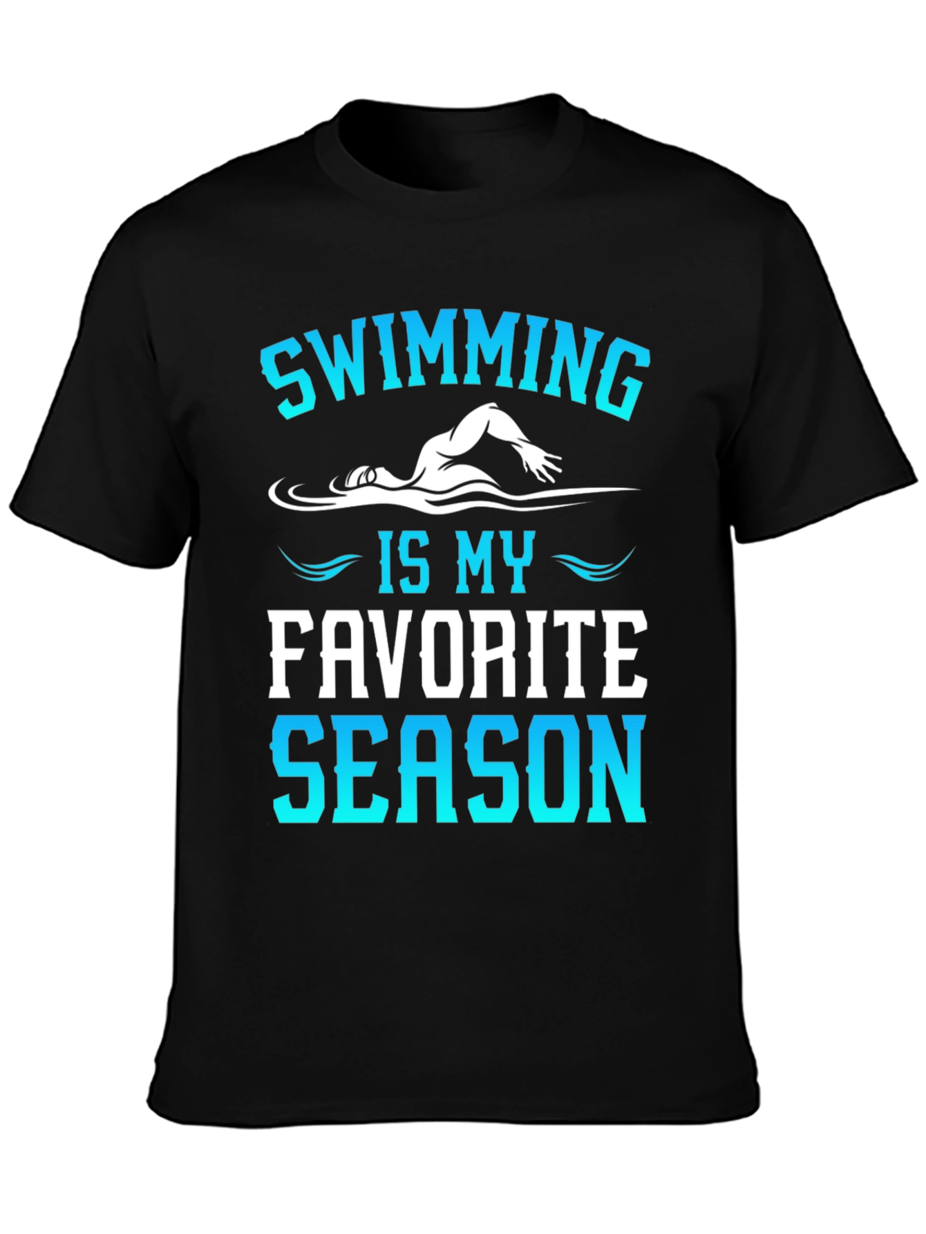 Black Swimming Is My Favorite Season T-Shirt view 3