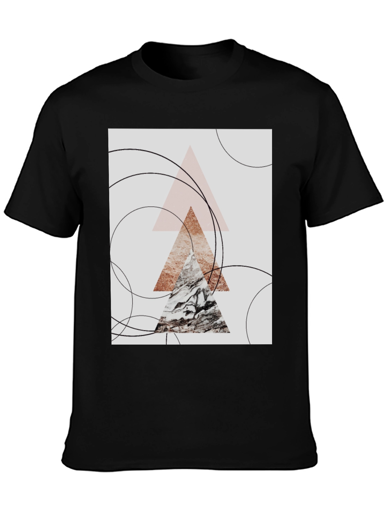 Black Abstract Geometric Graphic Tee view 3