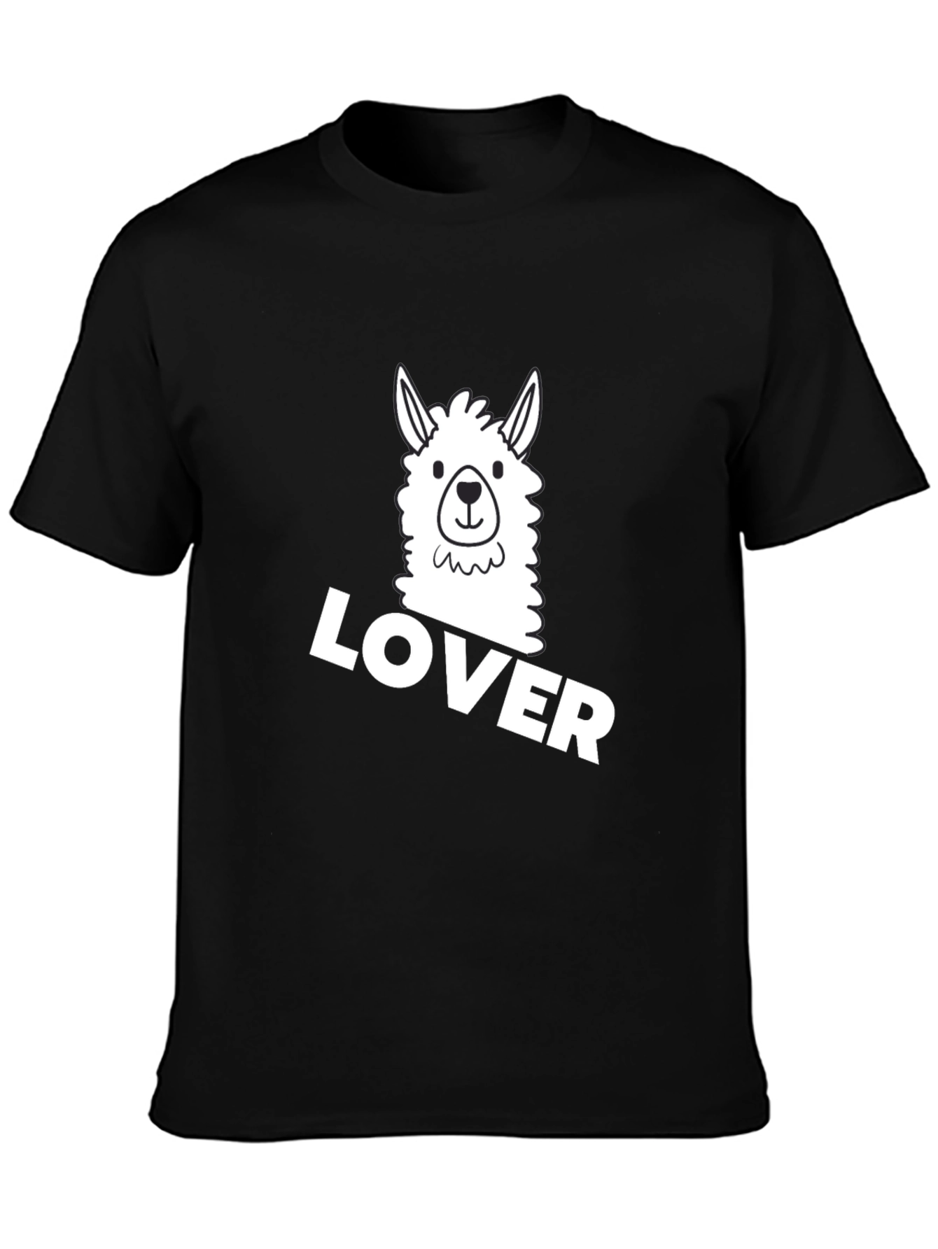 Black Llama Lover Graphic Tee - Black Cotton T-Shirt view 3
