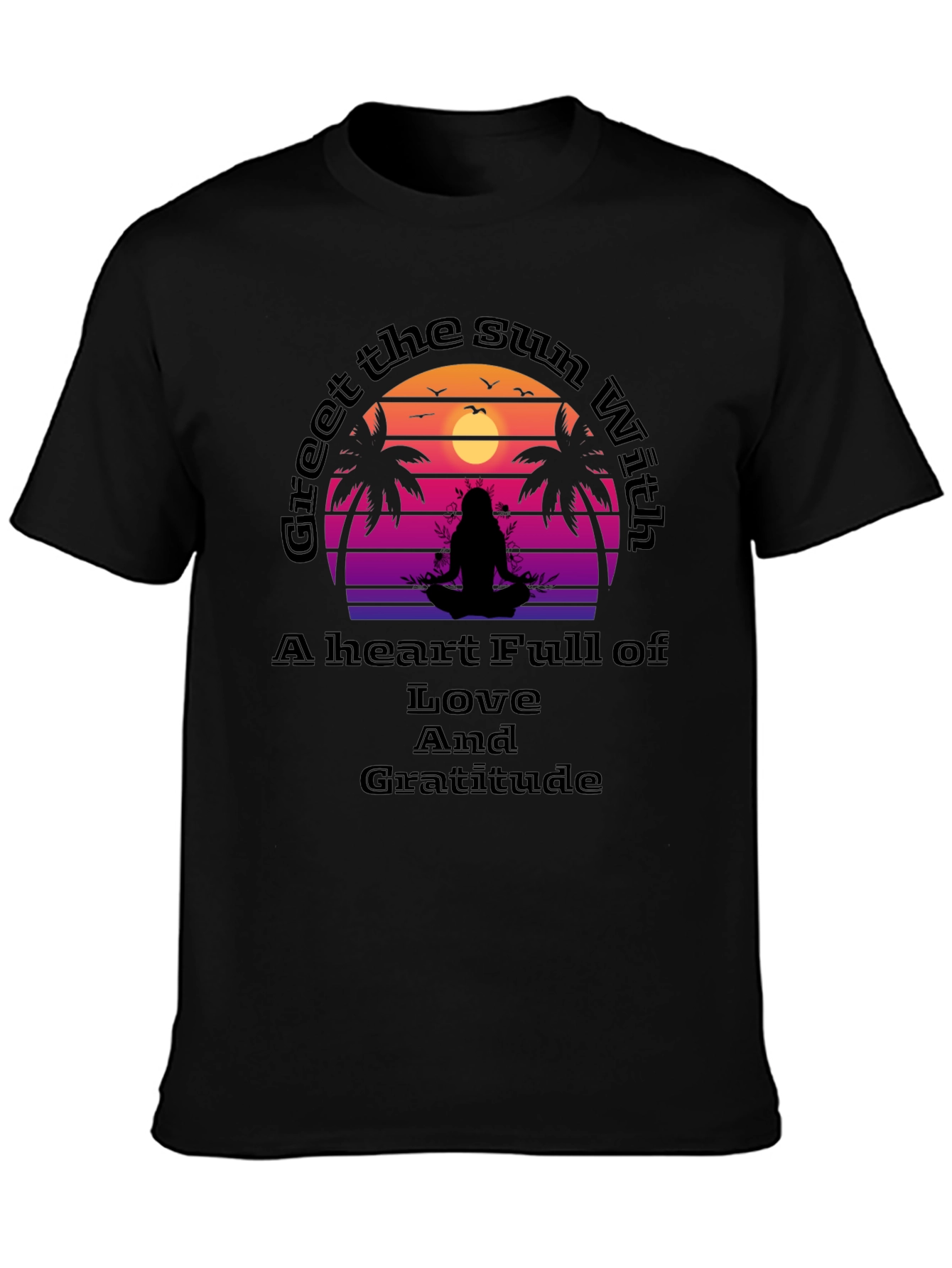 Black Meditative Sunset Graphic Tee - Love & Gratitude view 3
