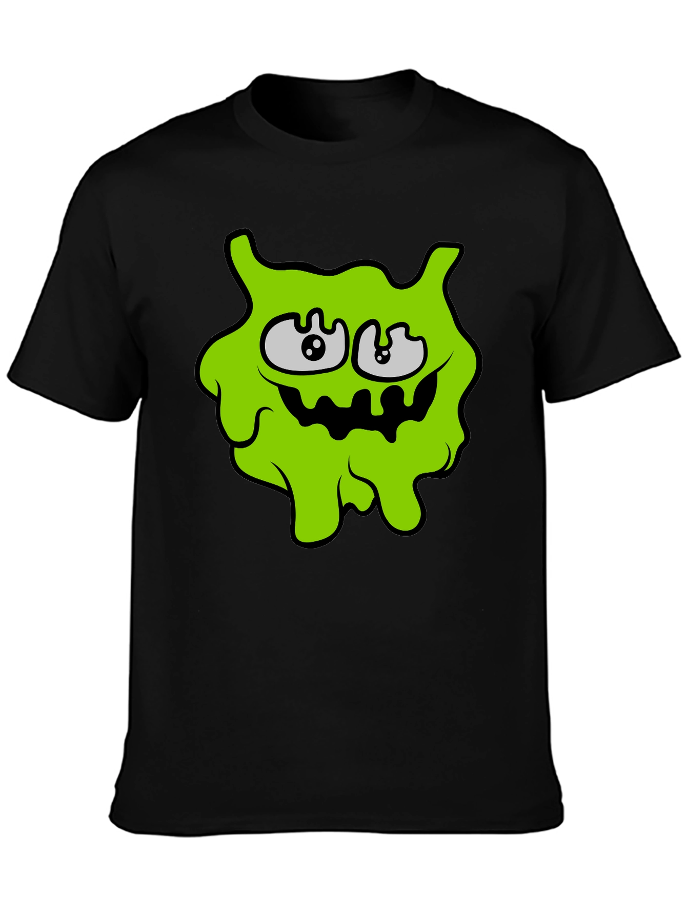 Black Funny Slime Monster Graphic Tee - Black view 3
