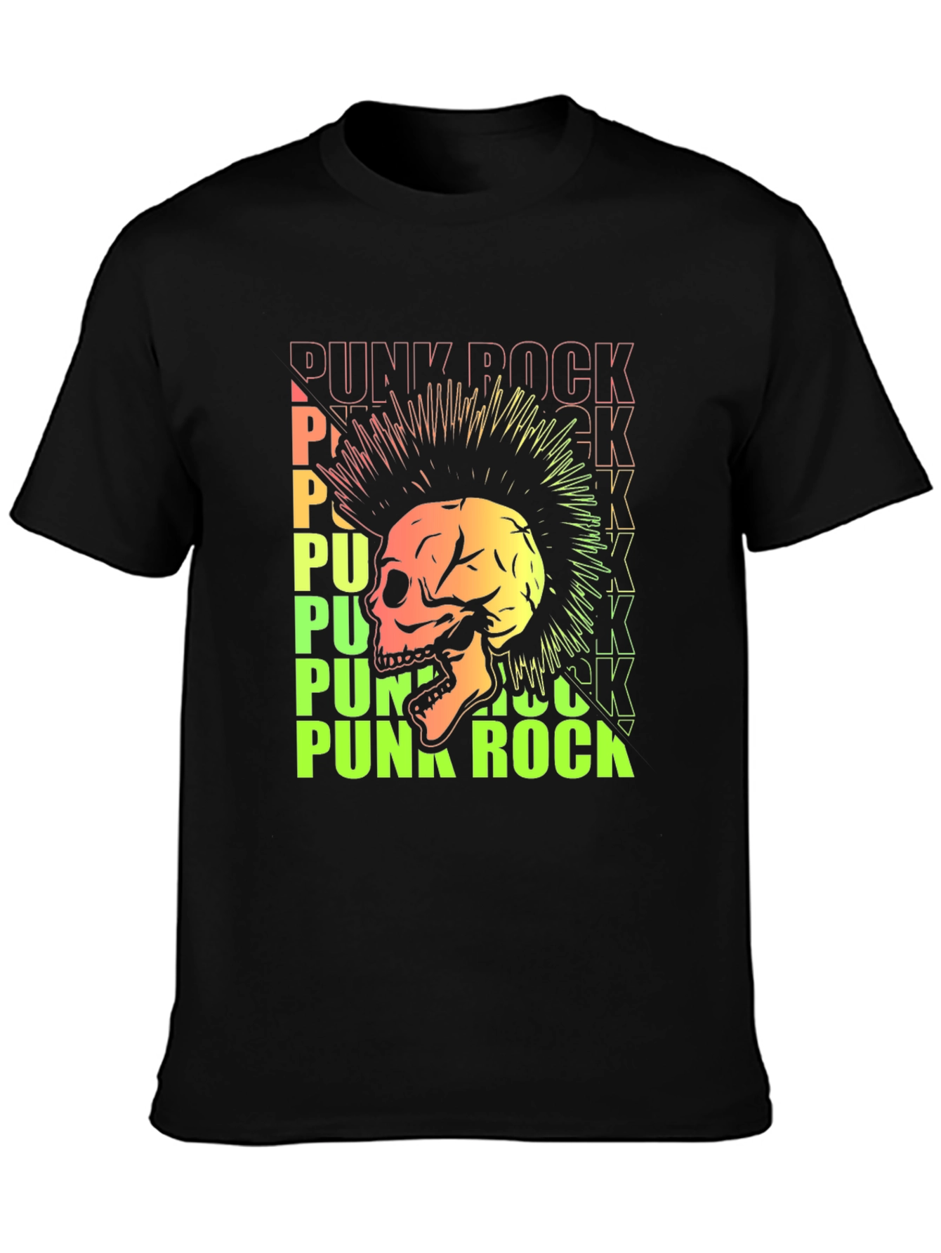 Black Punk Rock Skull Graphic Tee - Edgy Style view 3