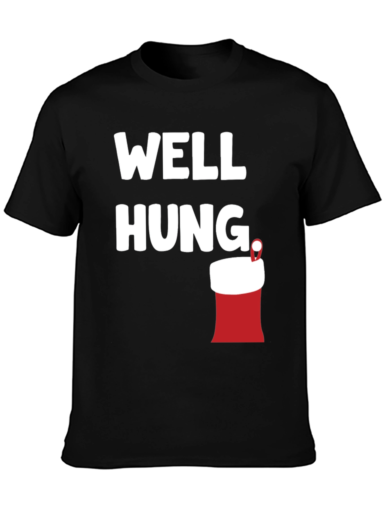 Black Well Hung Christmas Stocking Graphic T-Shirt view 3