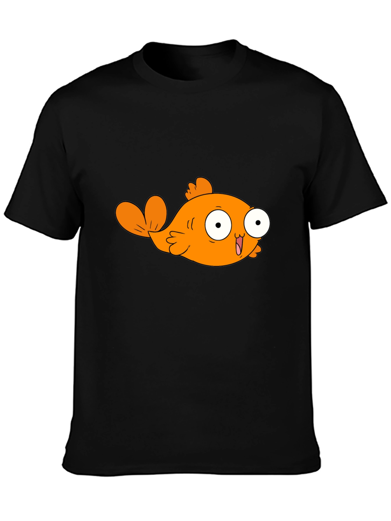 Black Cartoon Orange Fish Graphic T-Shirt view 3