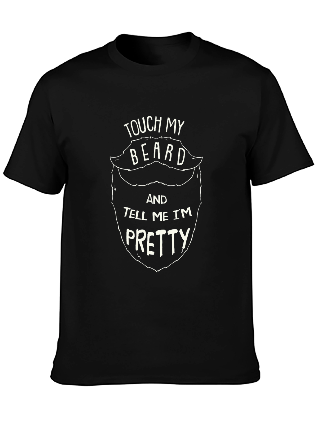 Black Touch My Beard Funny Graphic T-Shirt - Black view 3