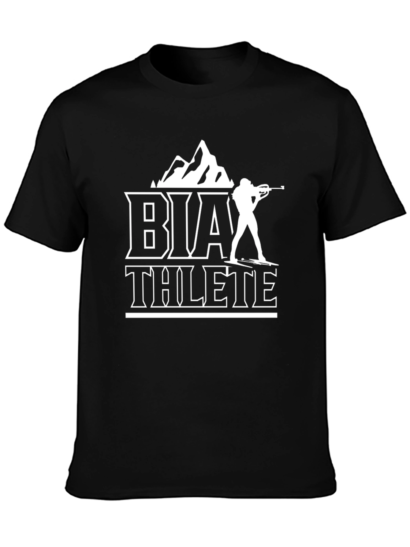 Black Biathlon Athlete T-Shirt - Mountain Skiing Sports Tee view 3