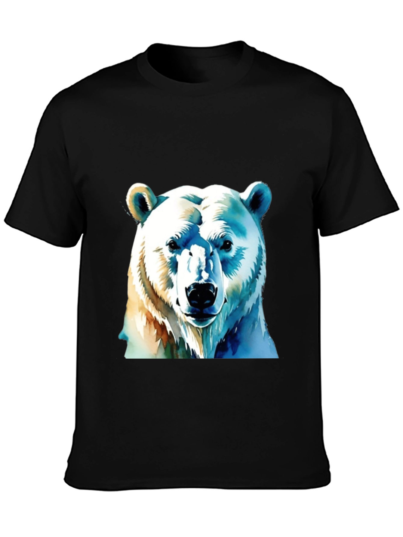 Black Polar Bear Graphic Tee - Black Cotton T-Shirt view 3
