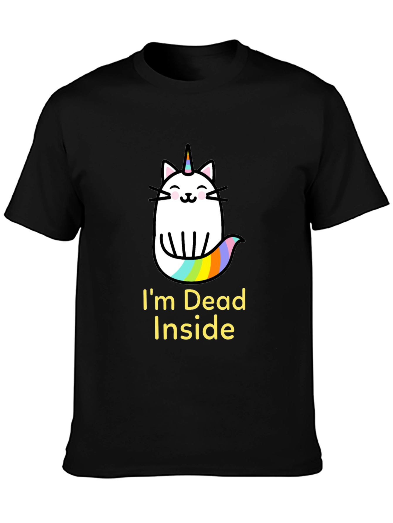 Black Dead Inside Unicorn Cat Graphic Tee view 3