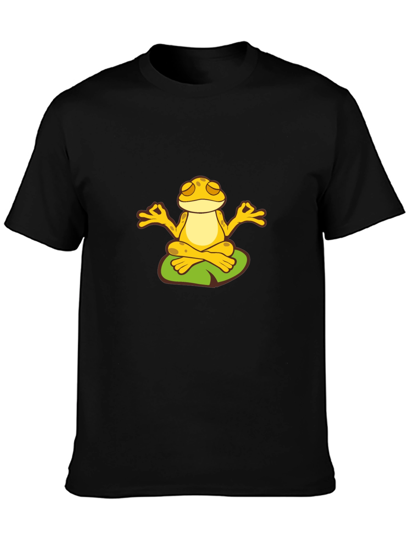 Black Zen Frog Meditating T-Shirt - Peaceful Yoga Tee view 3