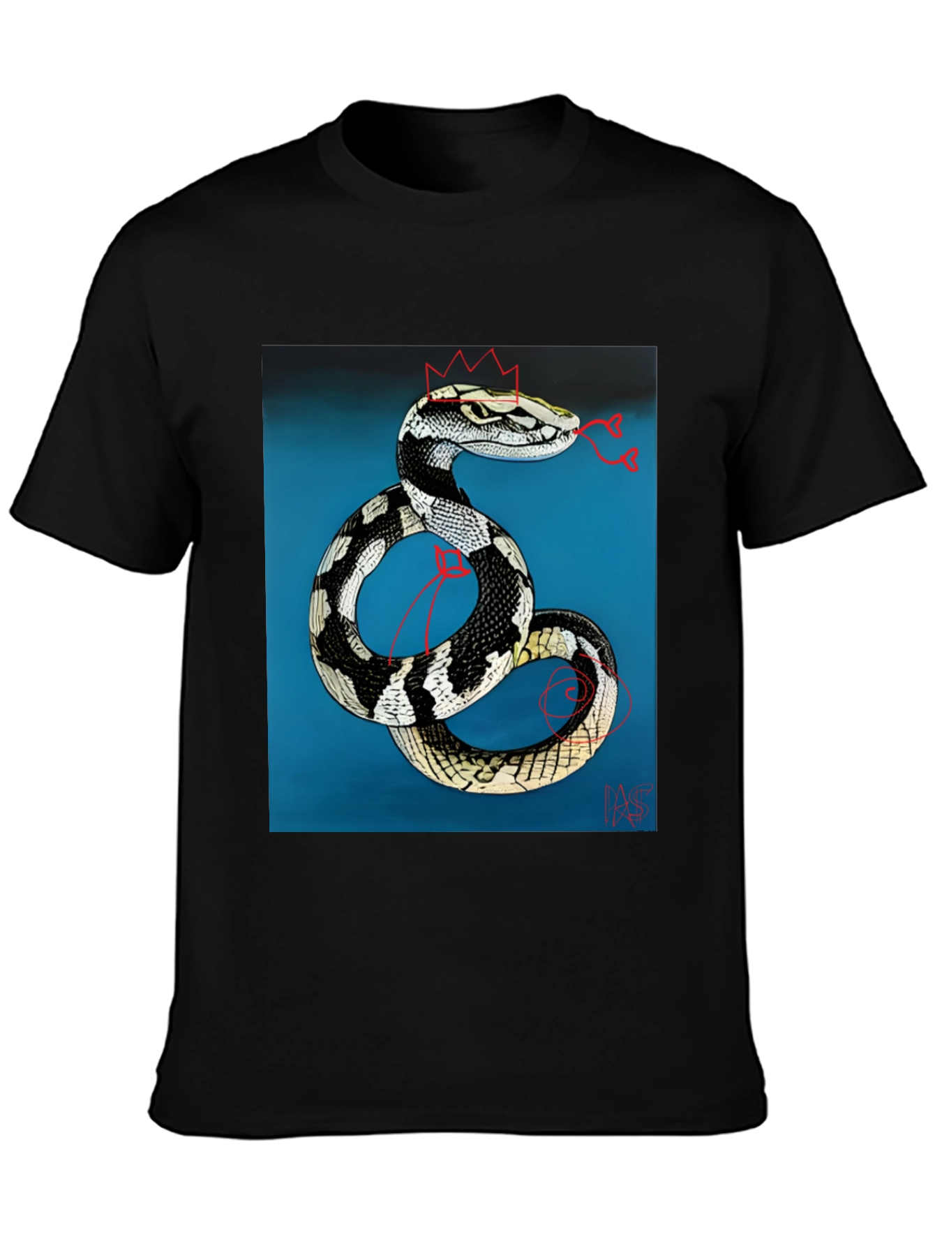Black Snake King T-Shirt - Black Graphic Tee view 3