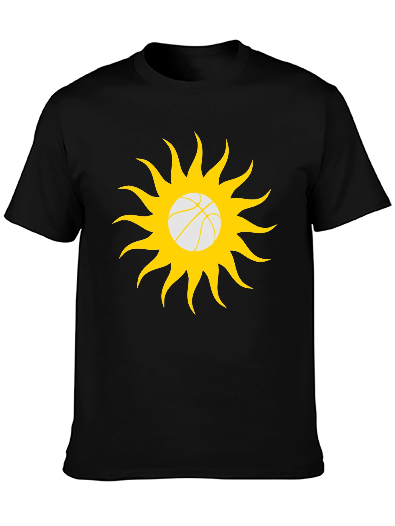 Black Basketball Sun Graphic T-Shirt - Black Cotton Tee view 3