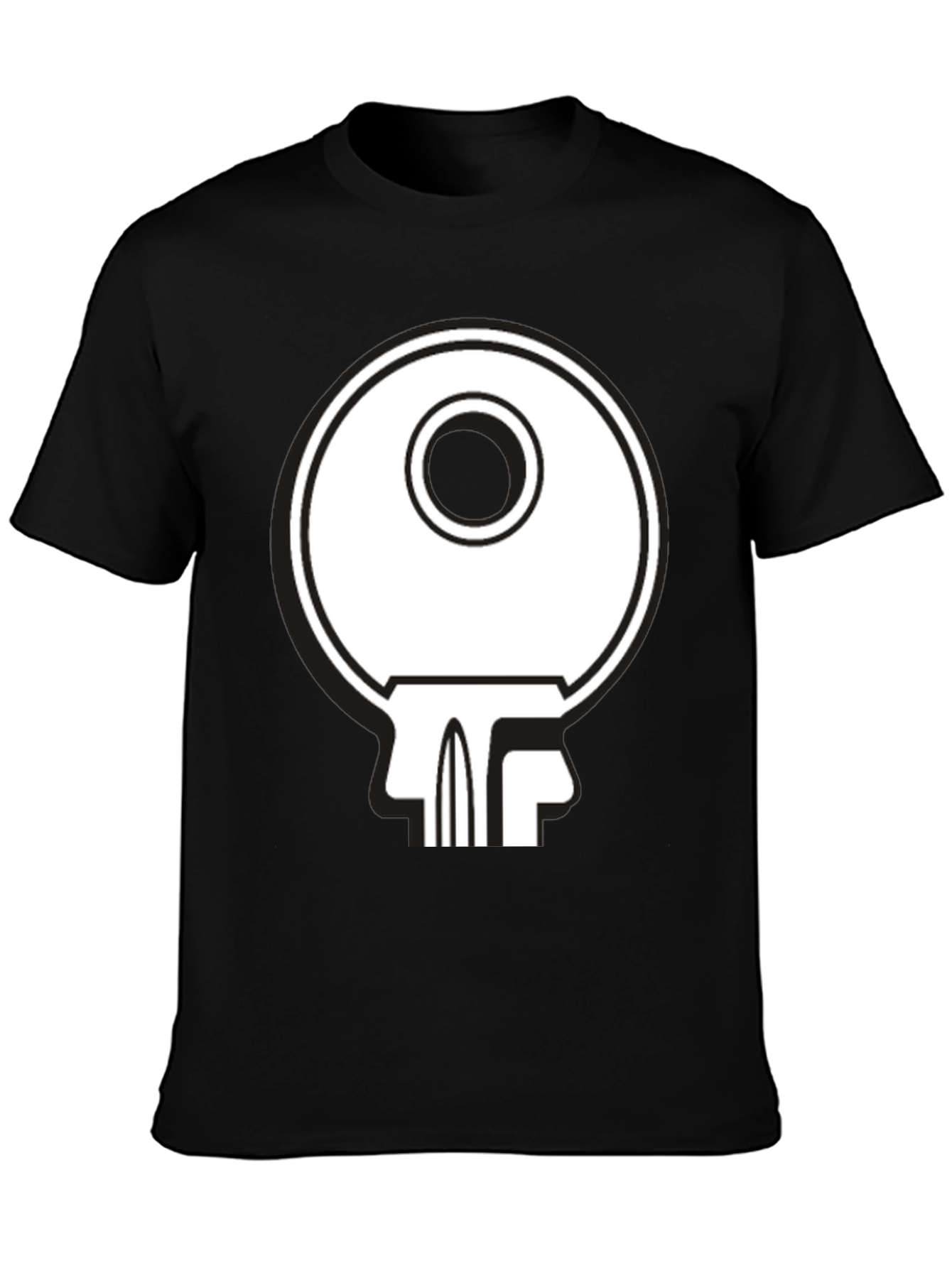 Black Abstract Key Graphic Print T-Shirt - Black view 3