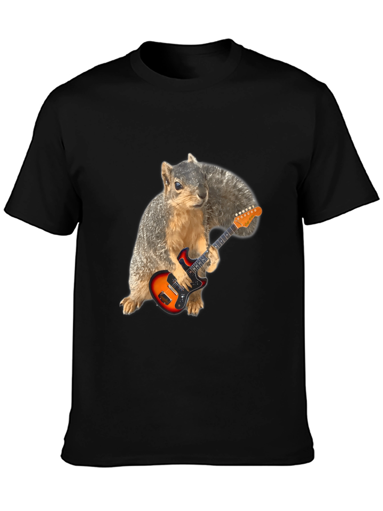 Black Squirrel Guitarist Graphic Tee - Black T-Shirt view 3