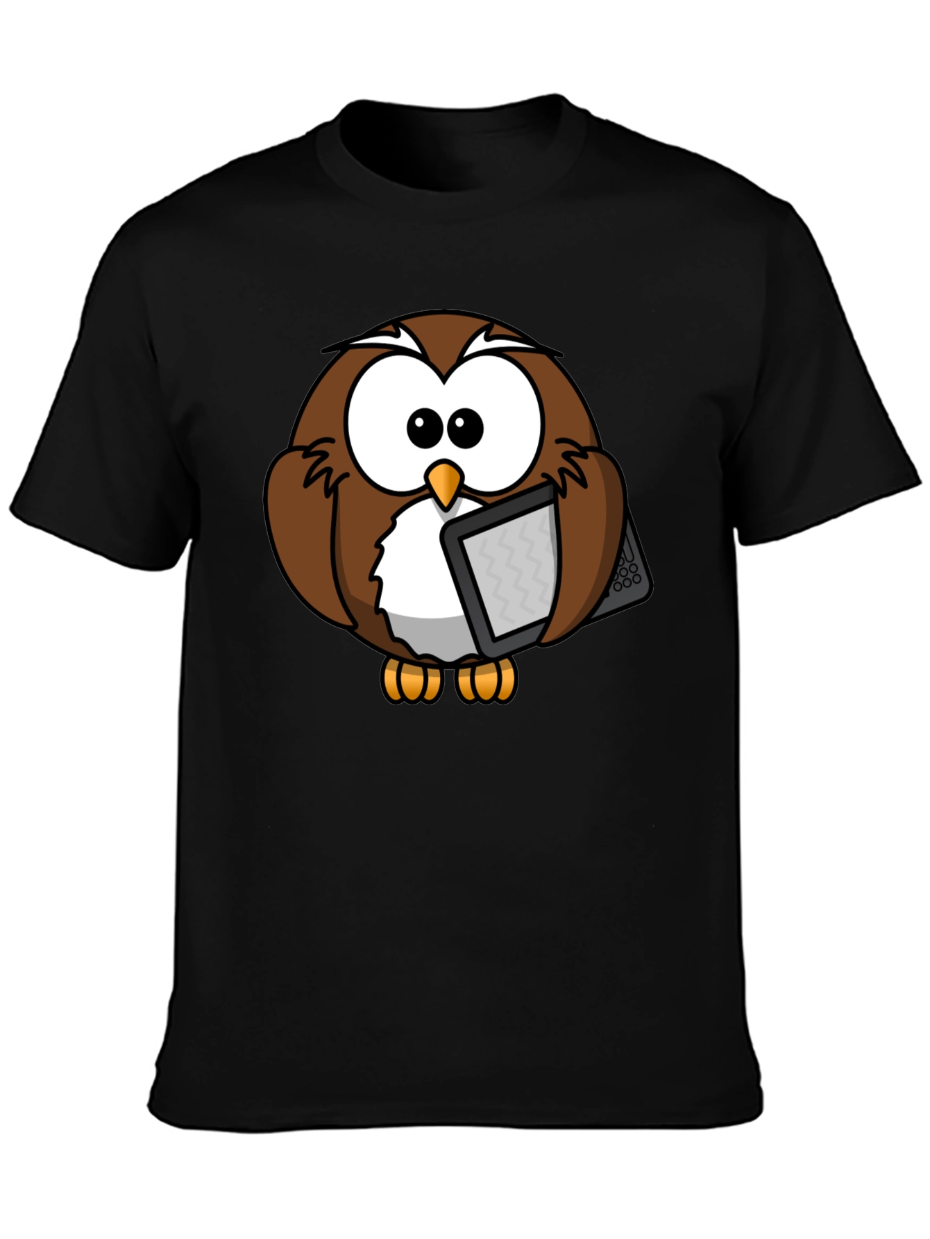 Black Owl Reading E-reader Graphic T-Shirt view 3